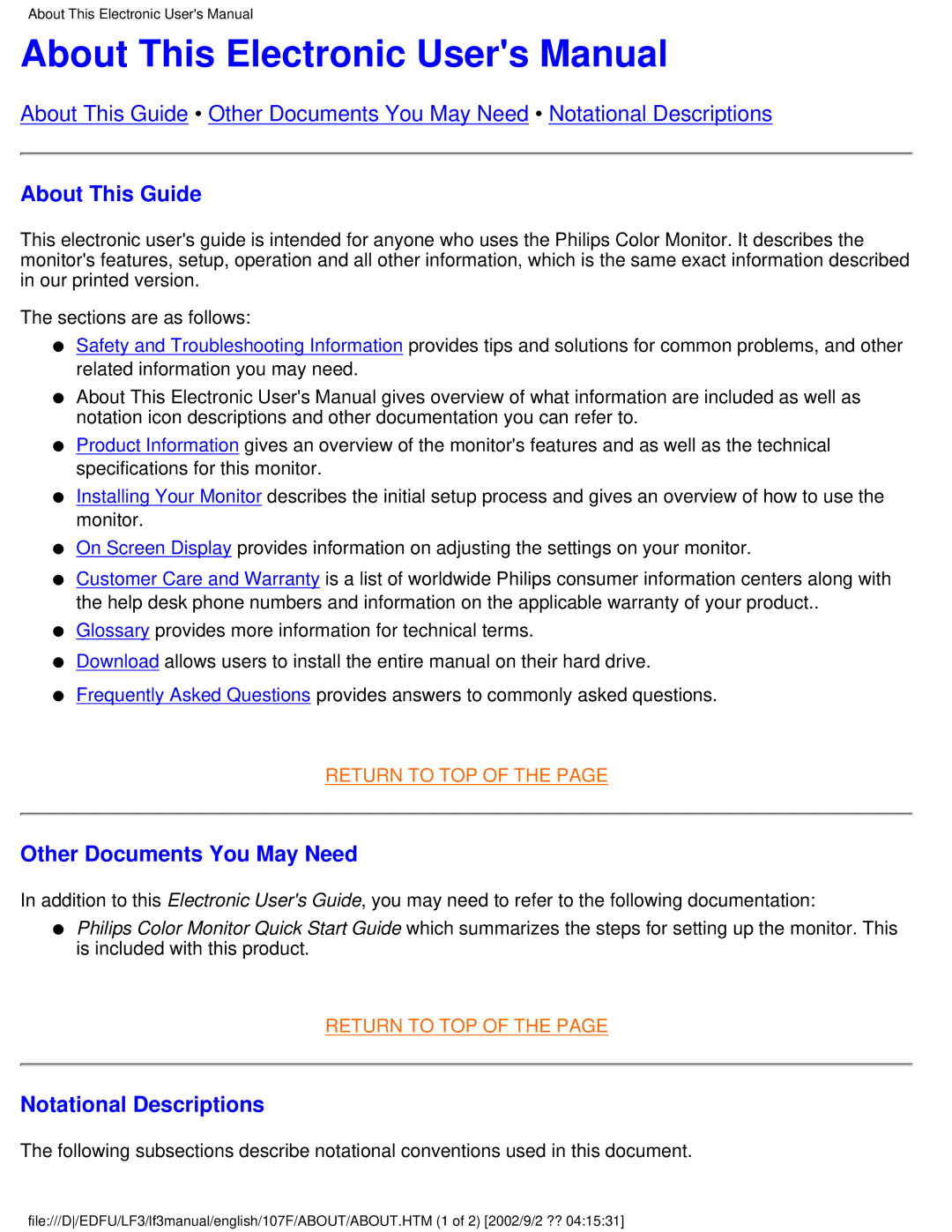 Philips 107F user manual About This Guide, Other Documents You May Need, Notational Descriptions 