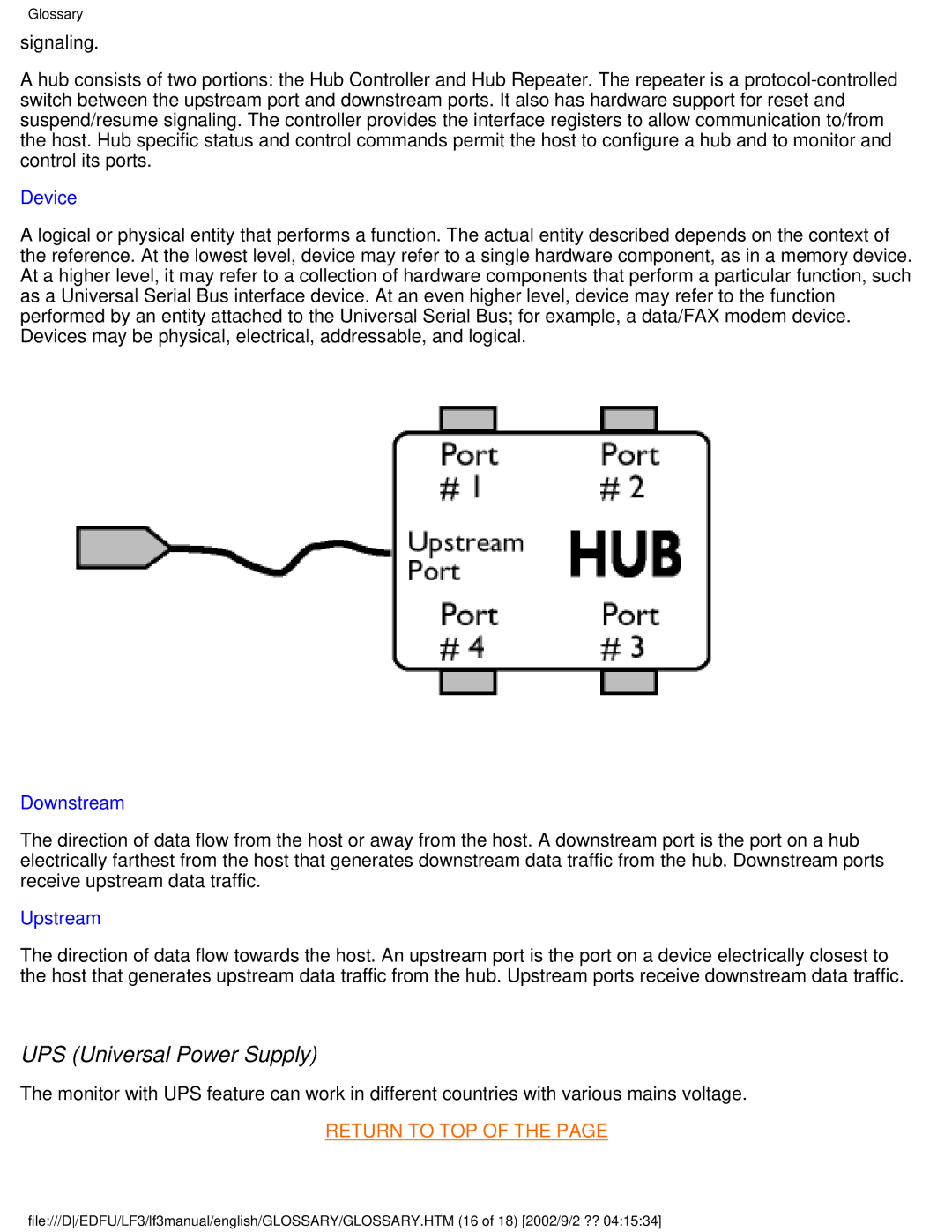 Philips 107F user manual UPS Universal Power Supply, Device 