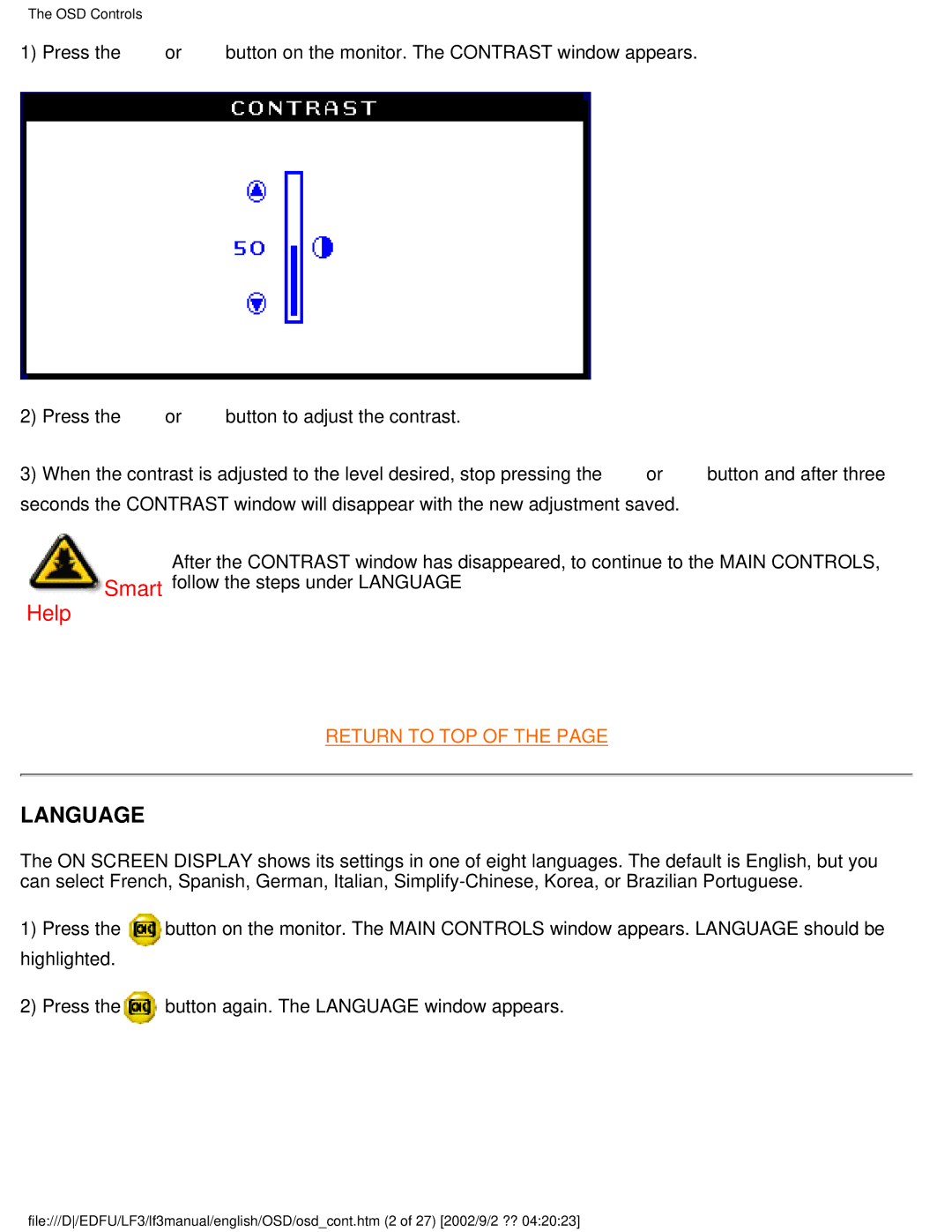 Philips 107F user manual Language 