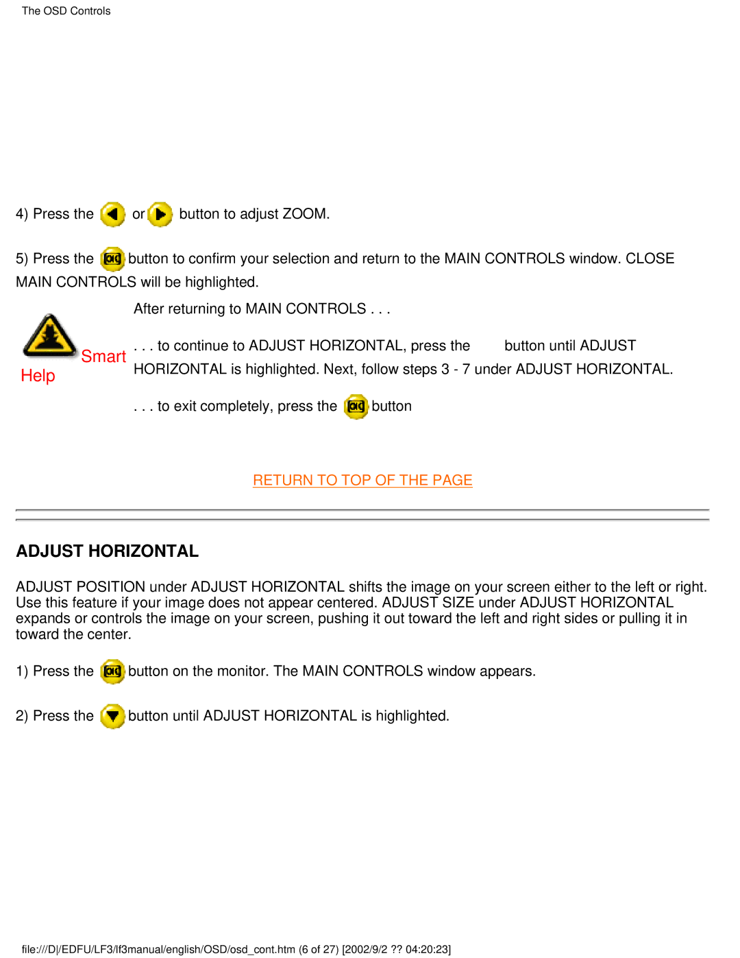 Philips 107F user manual Adjust Horizontal 