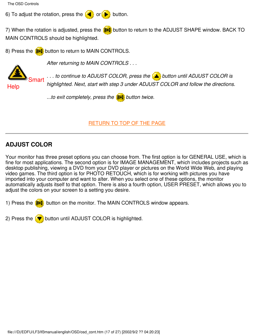 Philips 107F user manual Adjust Color 