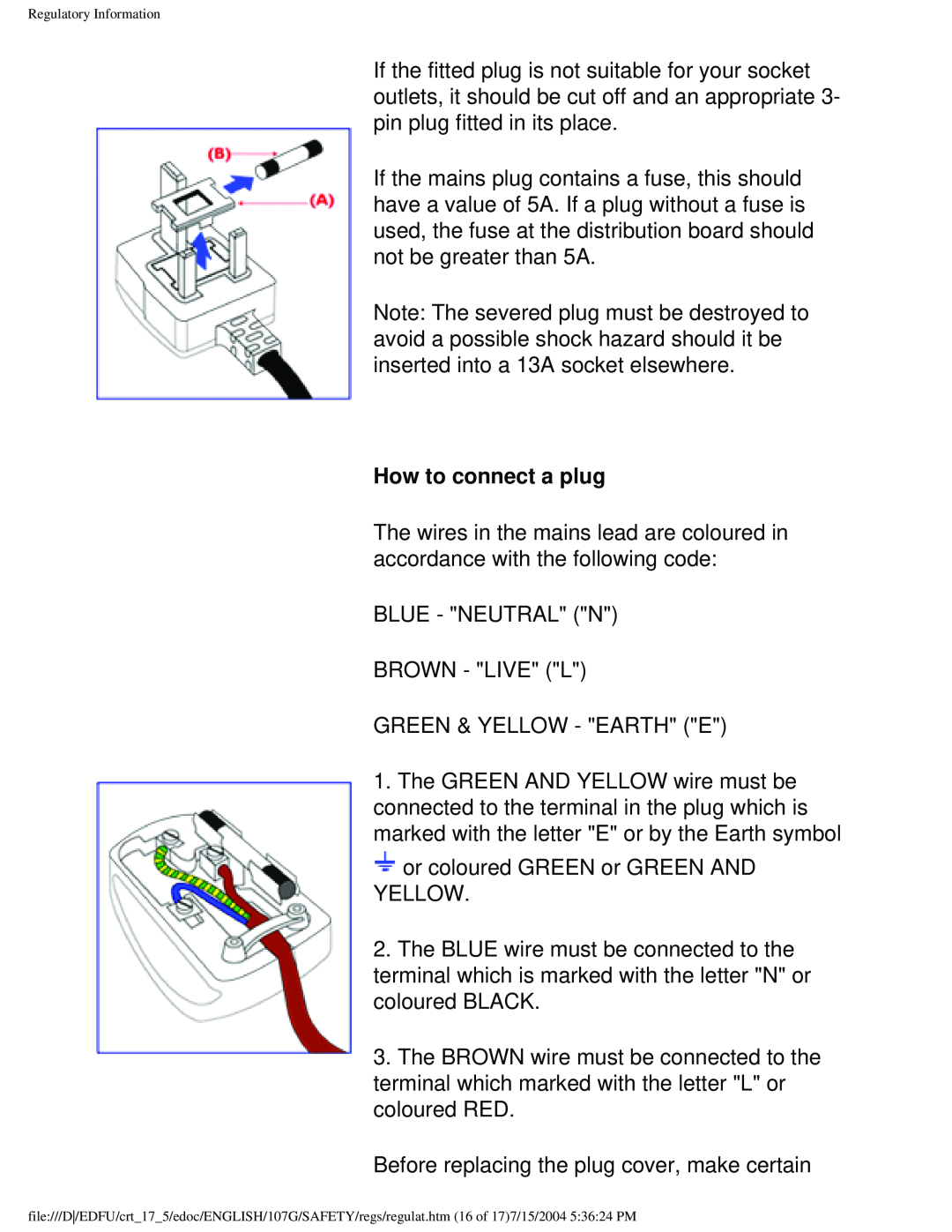 Philips 107G user manual How to connect a plug 