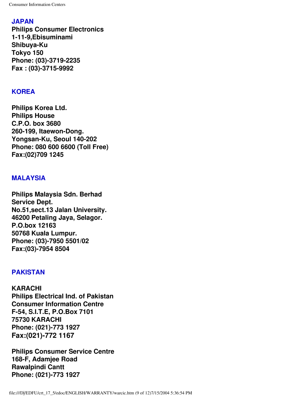 Philips 107G user manual Fax021-772 