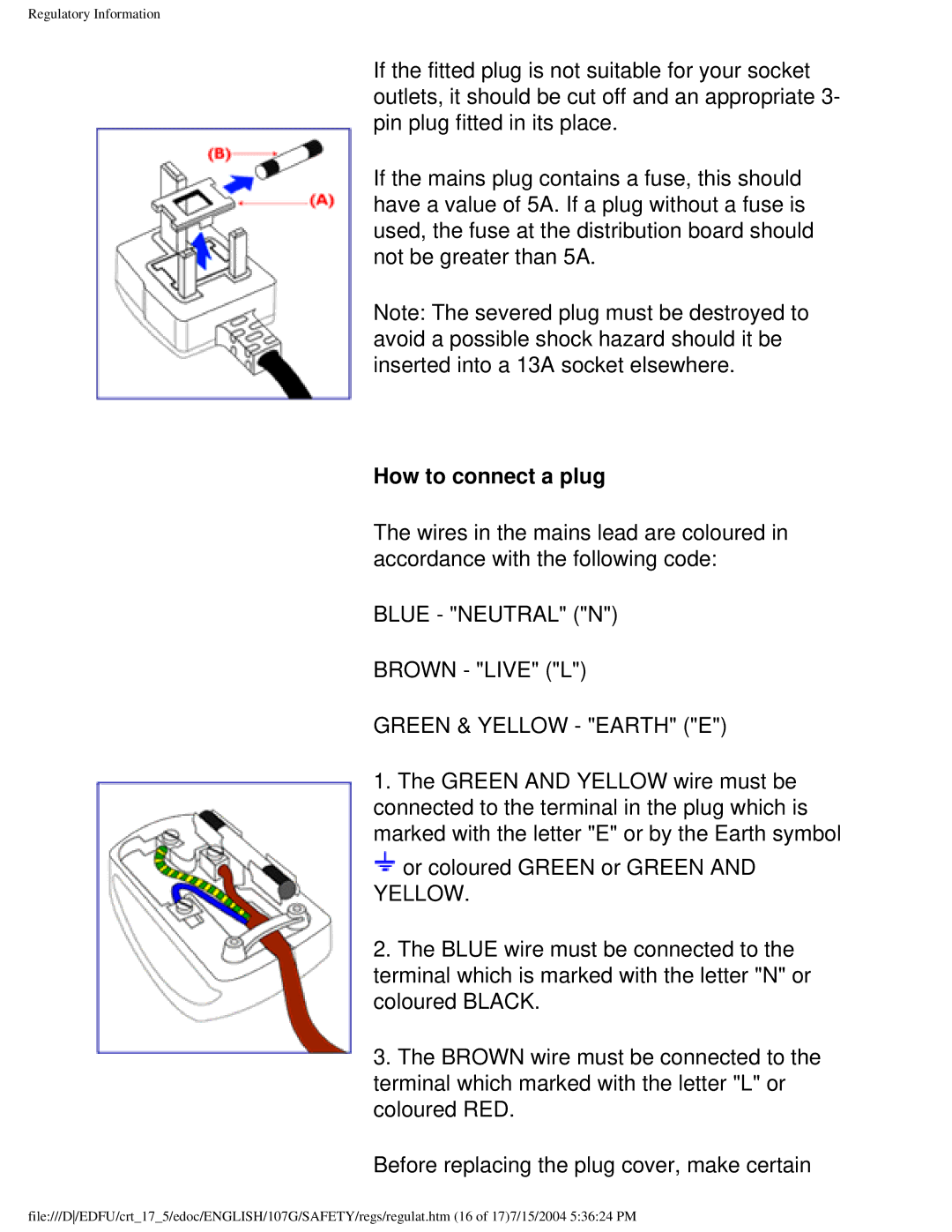 Philips 107G user manual How to connect a plug 