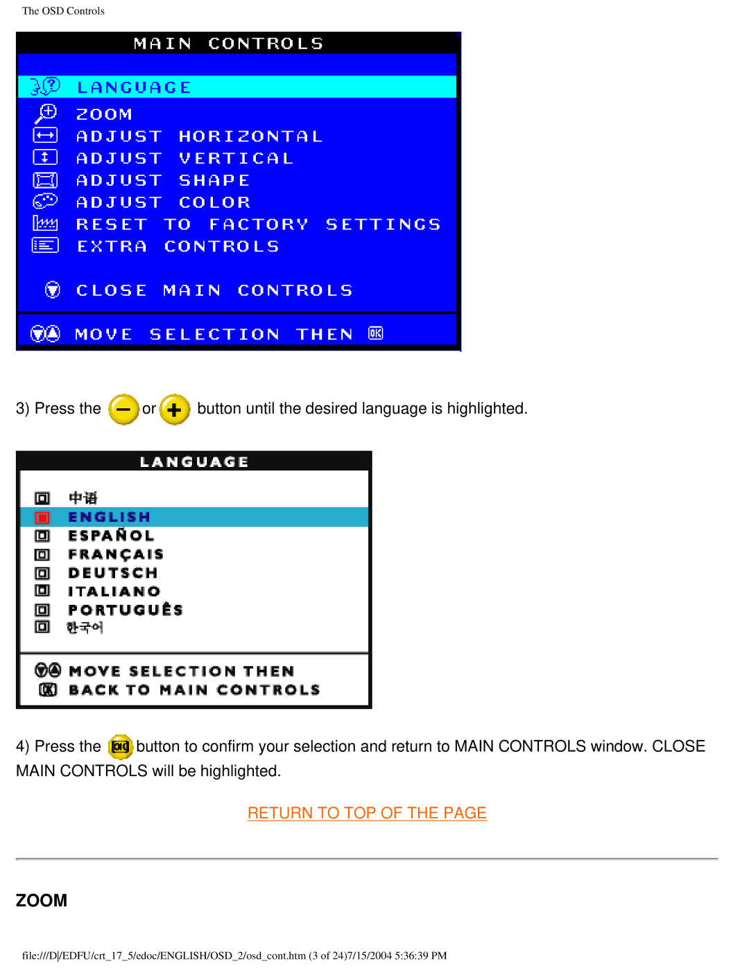 Philips 107G user manual Zoom 