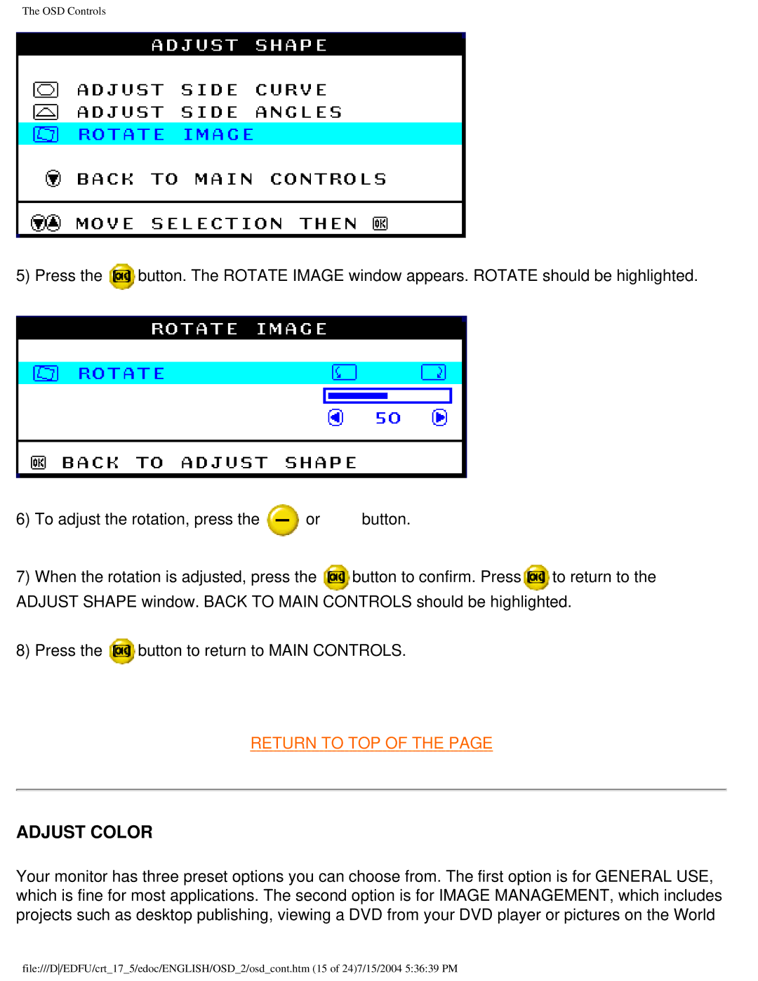 Philips 107G user manual Adjust Color 