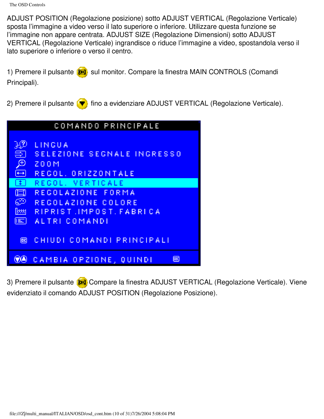 Philips 107P user manual OSD Controls 