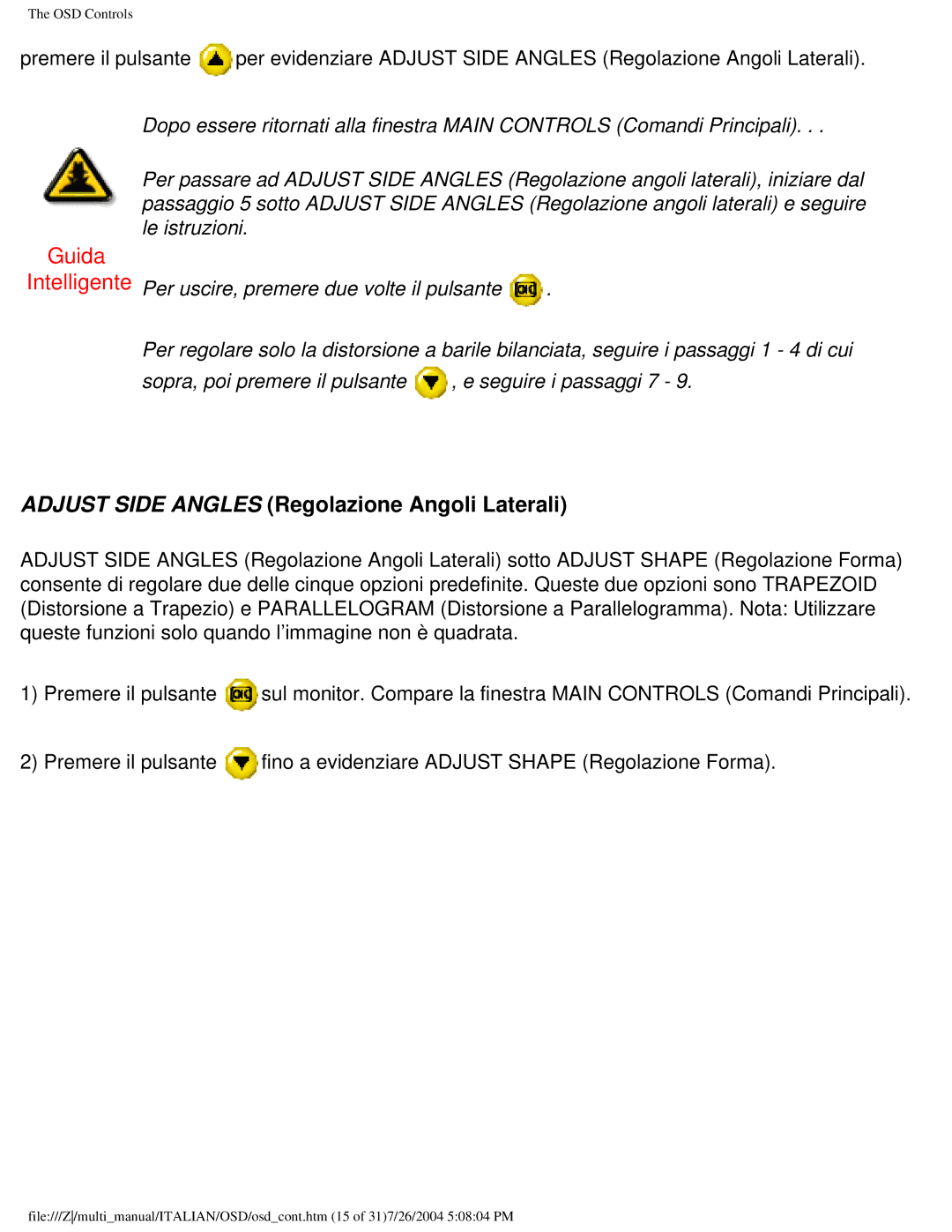 Philips 107P user manual Adjust Side Angles Regolazione Angoli Laterali 