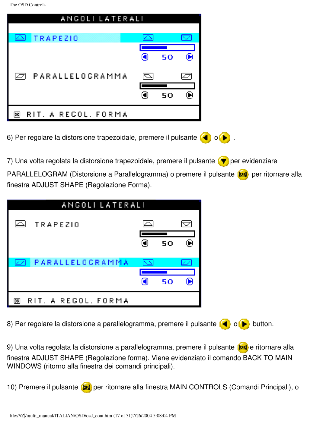 Philips 107P user manual OSD Controls 