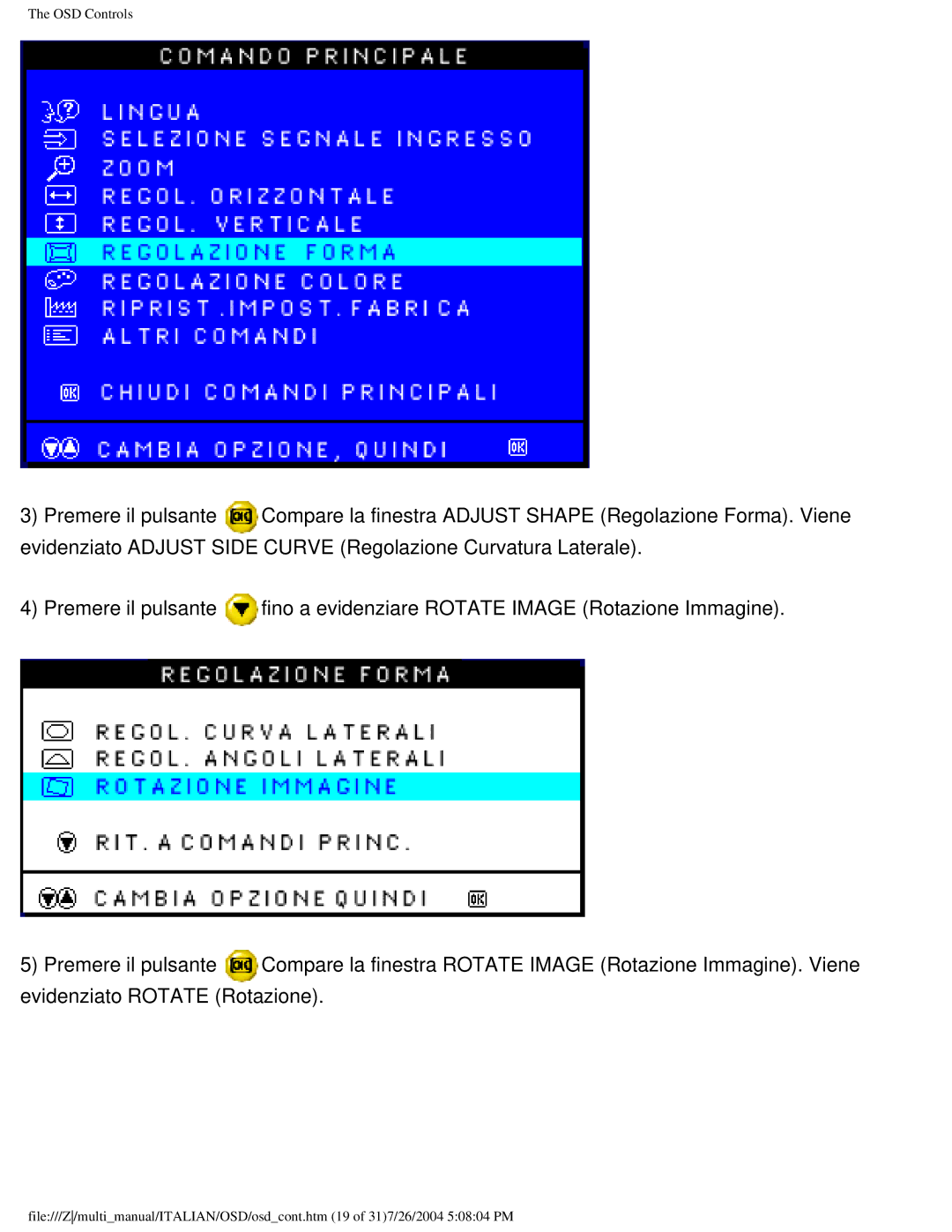 Philips 107P user manual OSD Controls 