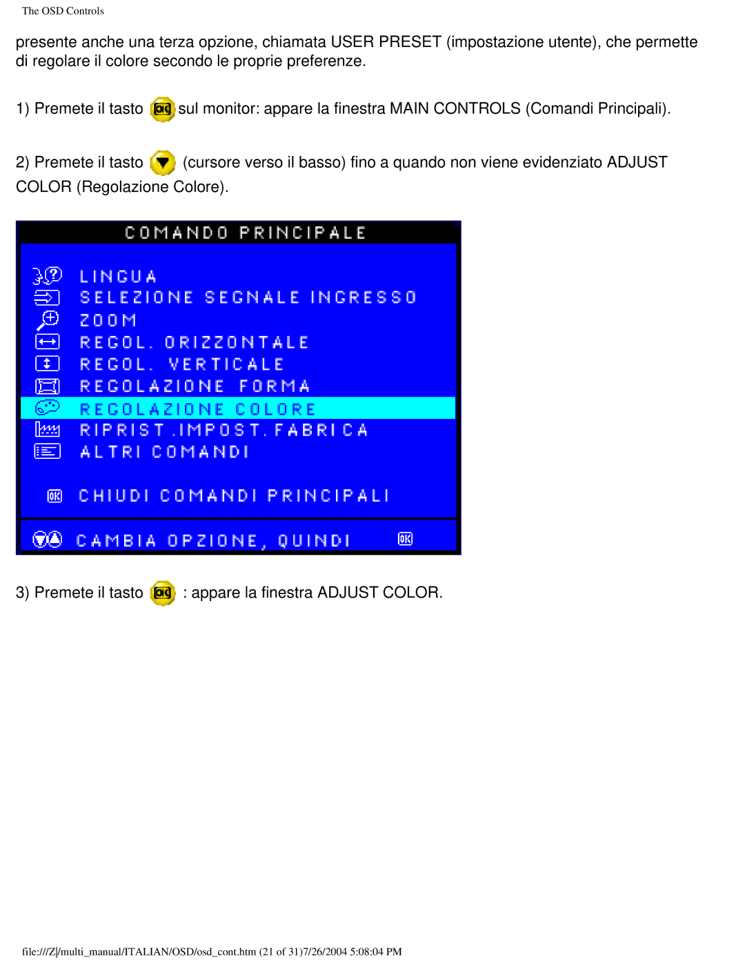 Philips 107P user manual OSD Controls 