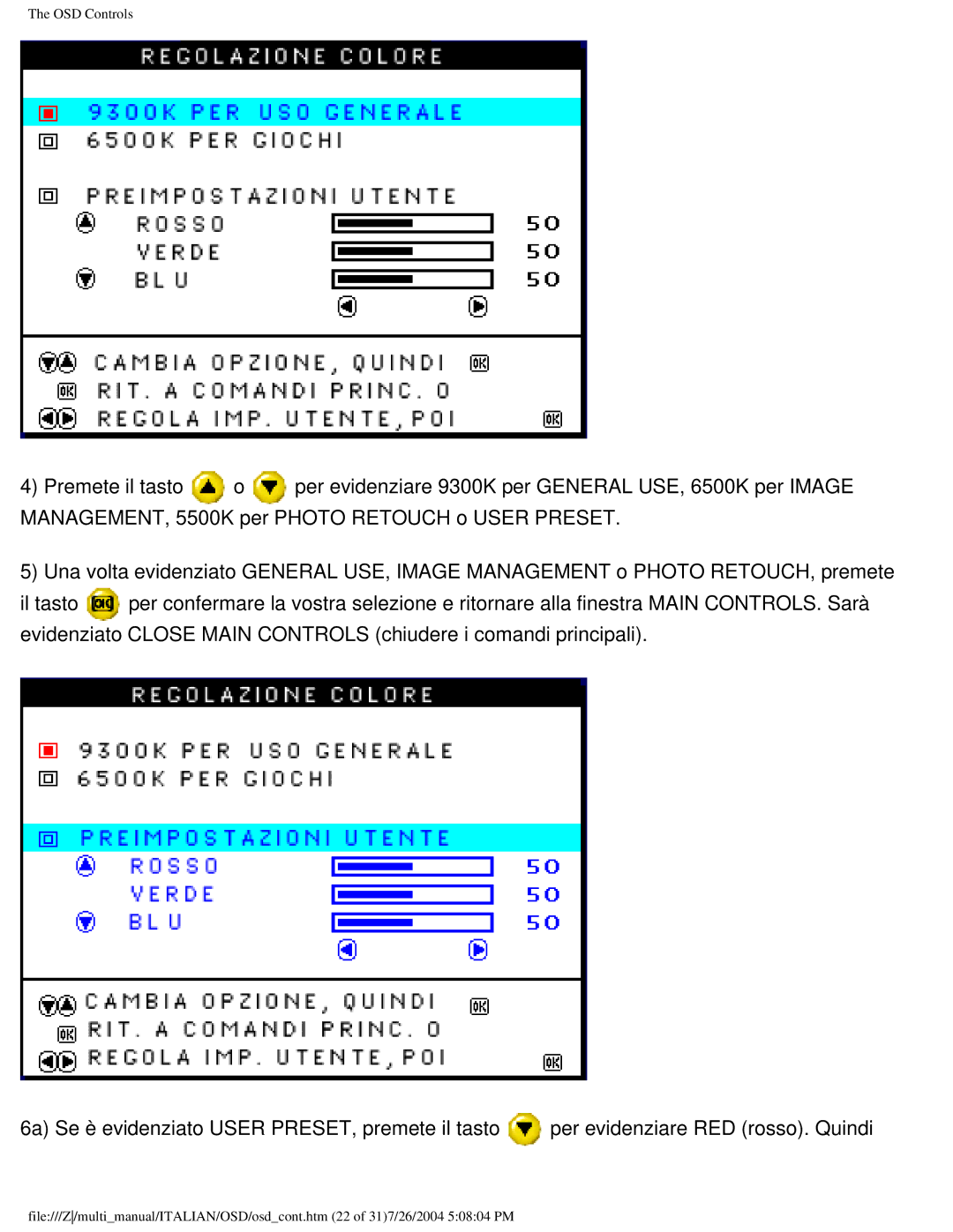 Philips 107P user manual OSD Controls 