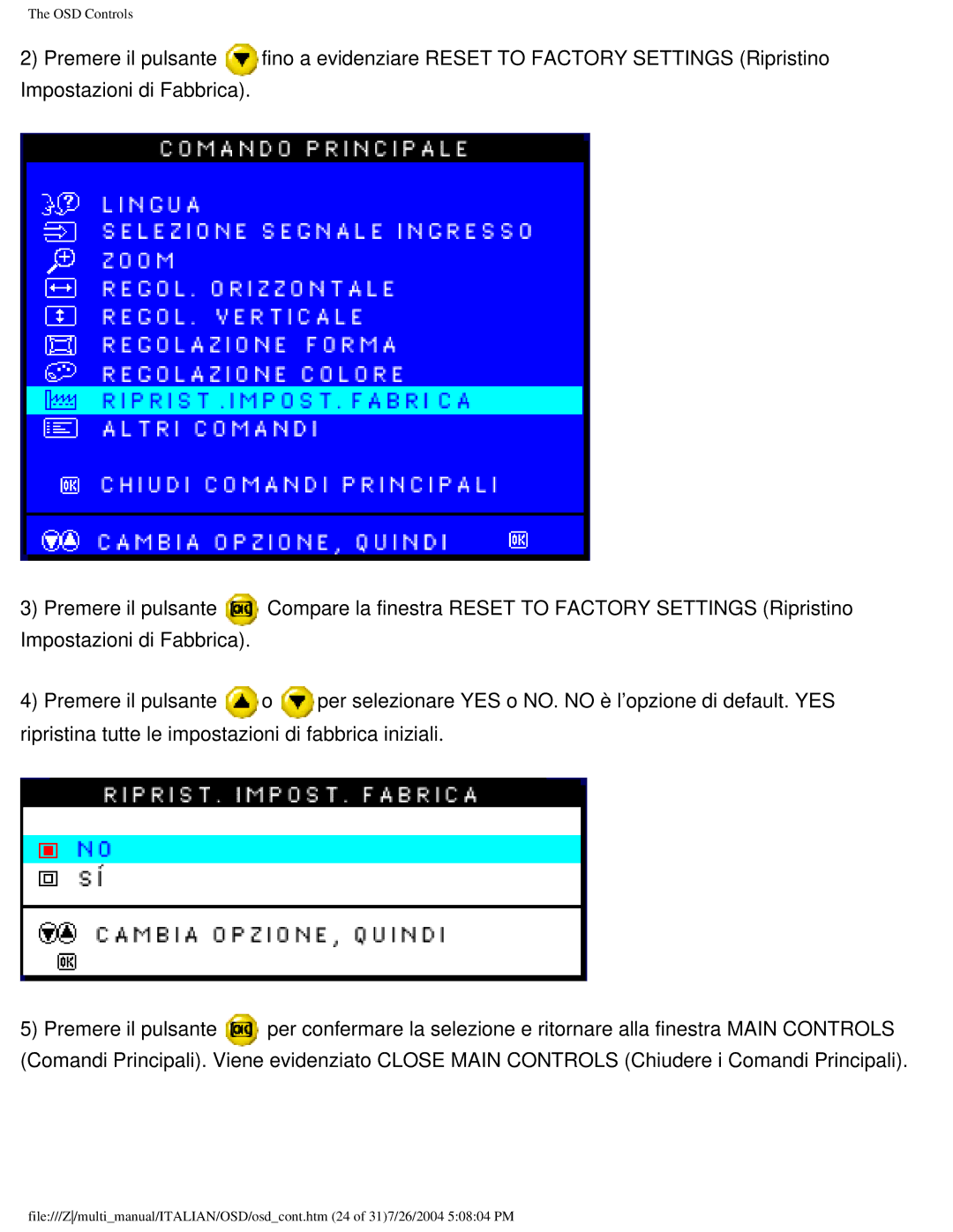 Philips 107P user manual OSD Controls 