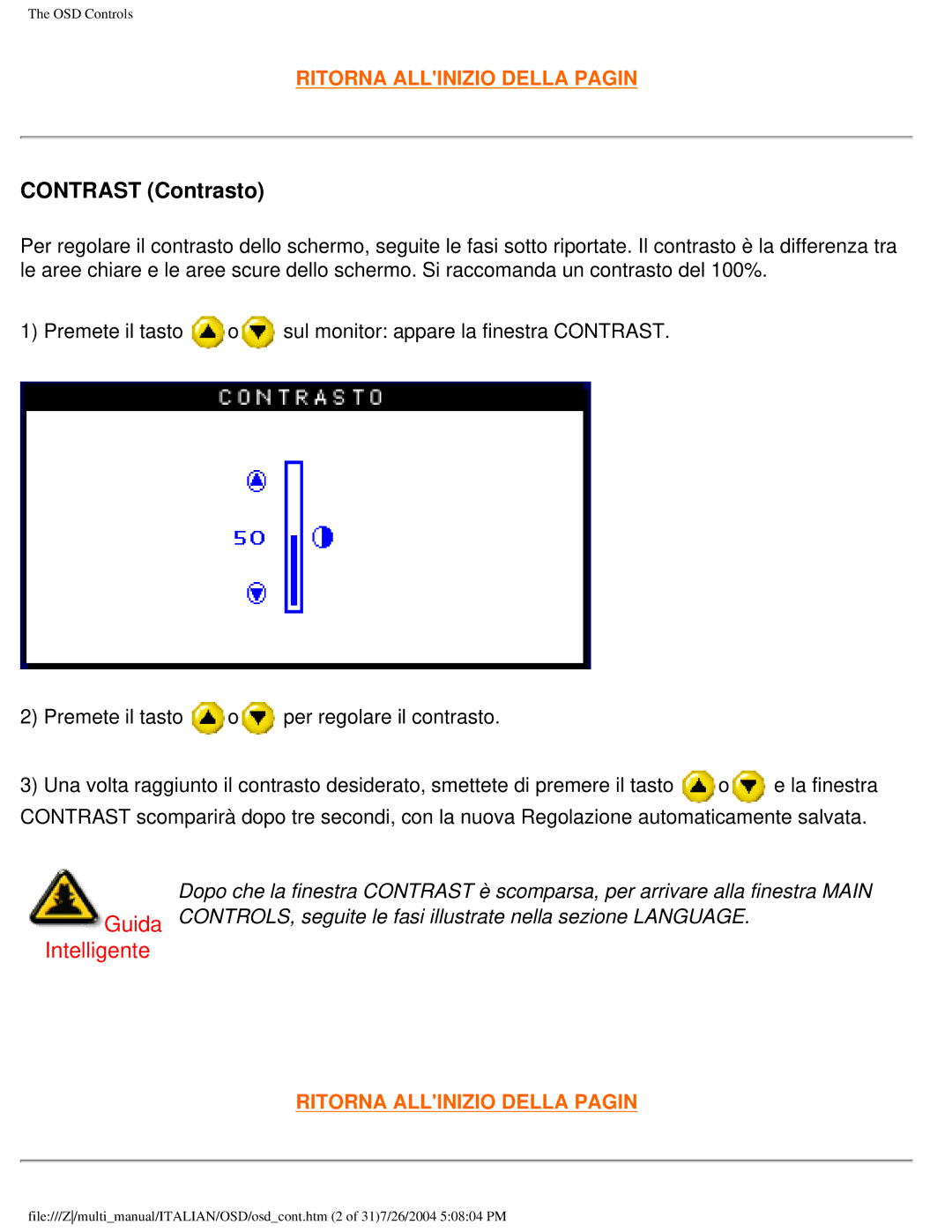 Philips 107P user manual Contrast Contrasto 