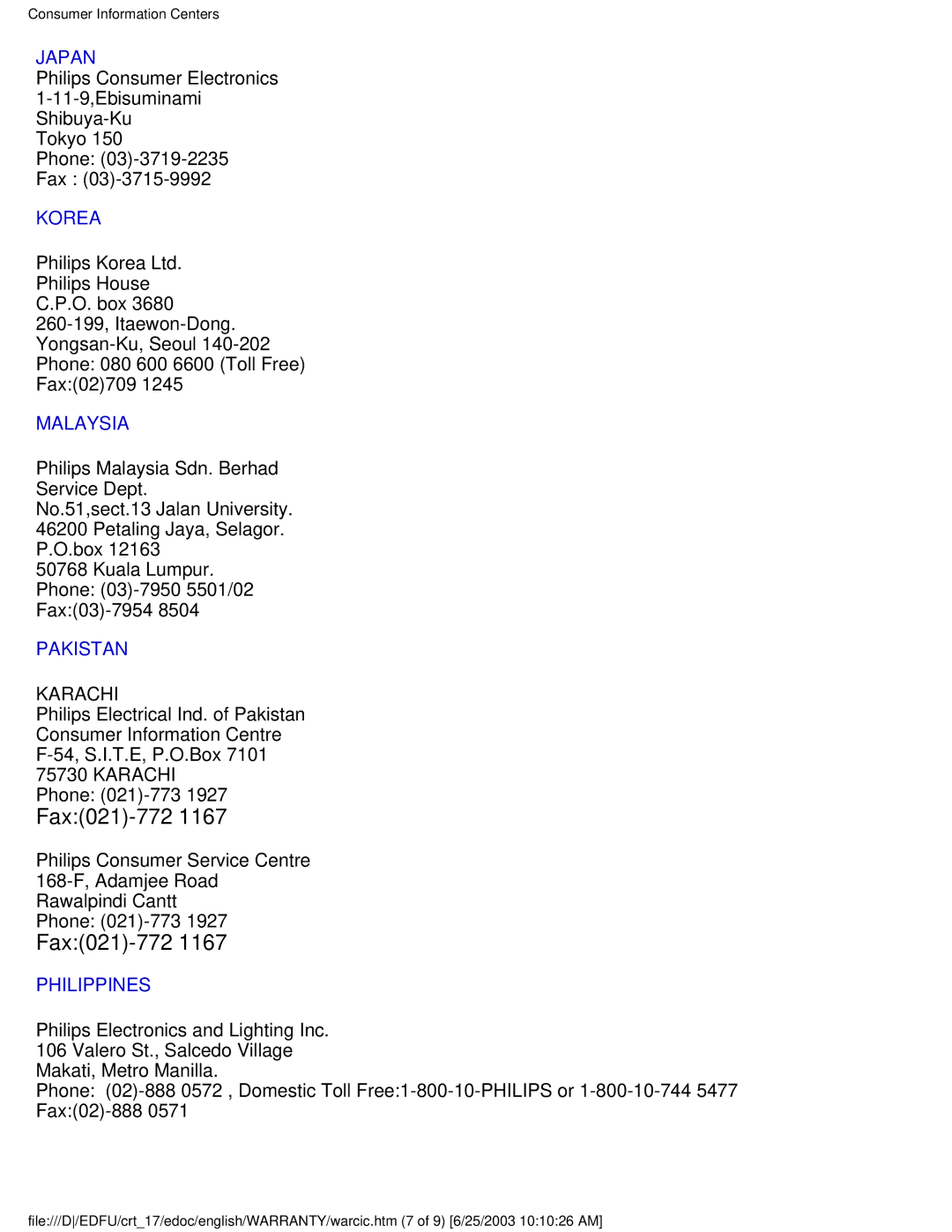 Philips 107P user manual Fax021-772 