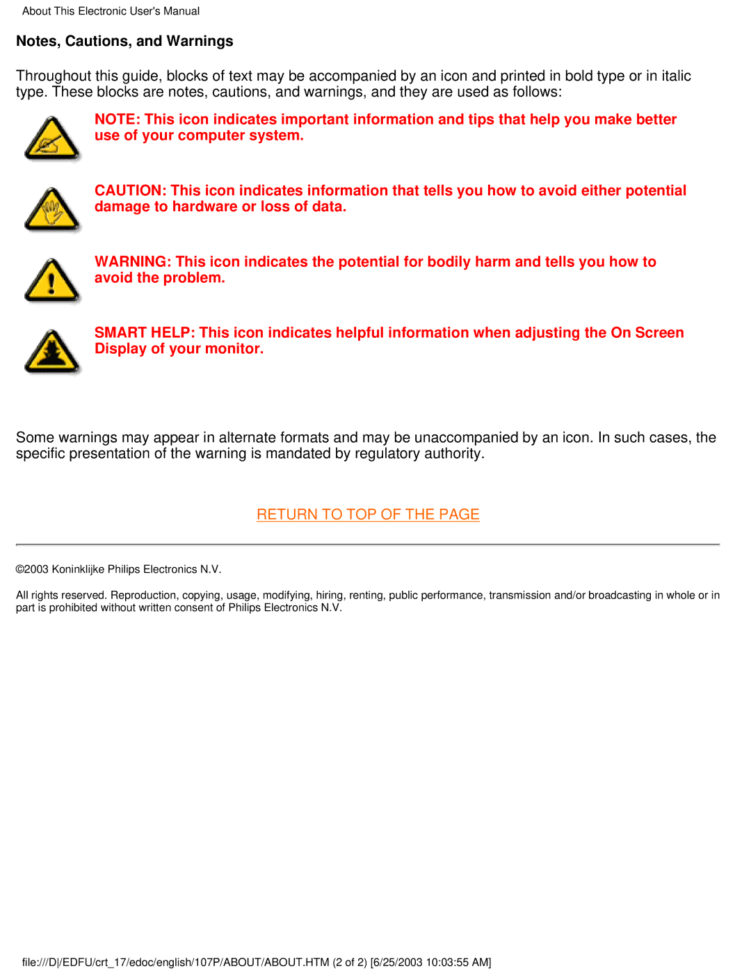 Philips 107P user manual Return to TOP 