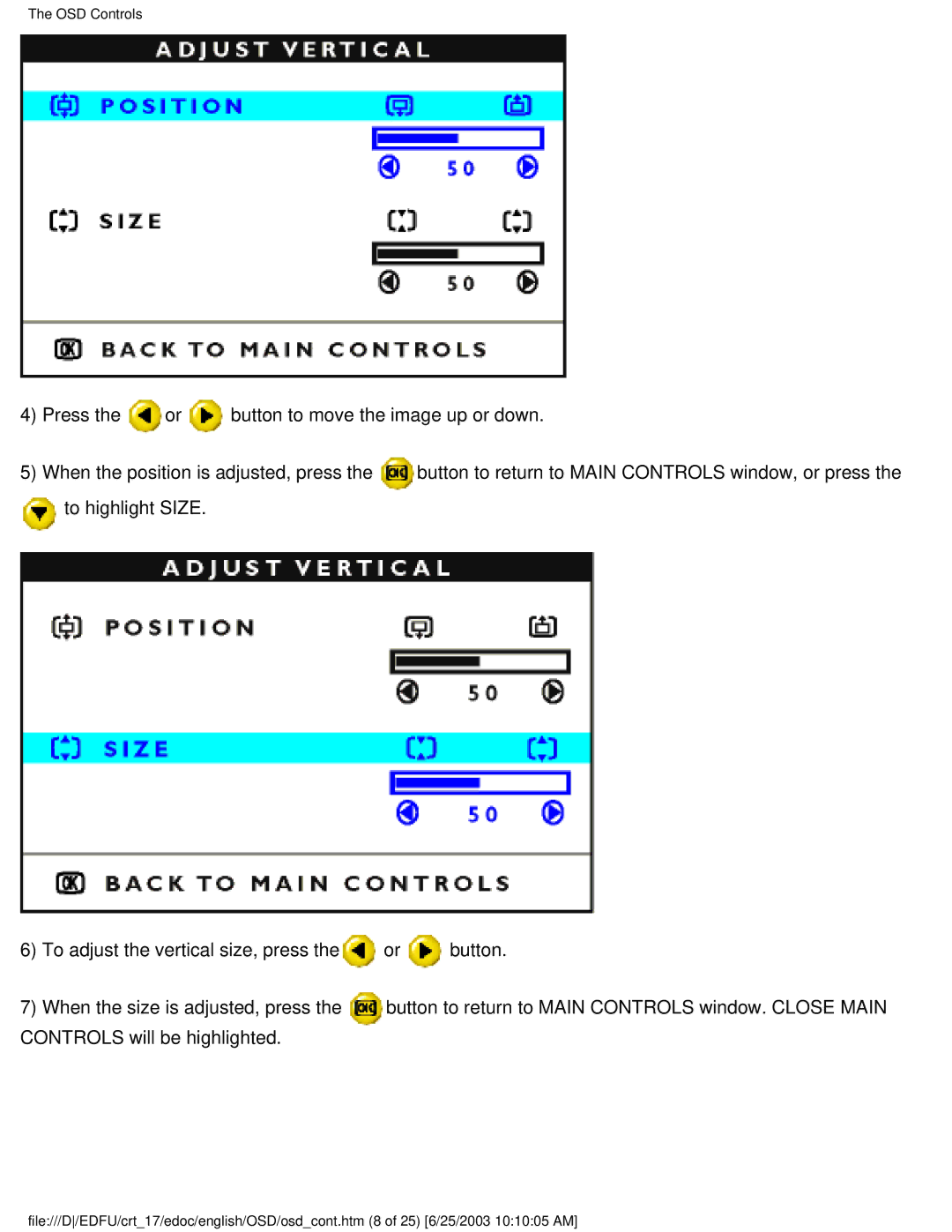 Philips 107P user manual OSD Controls 