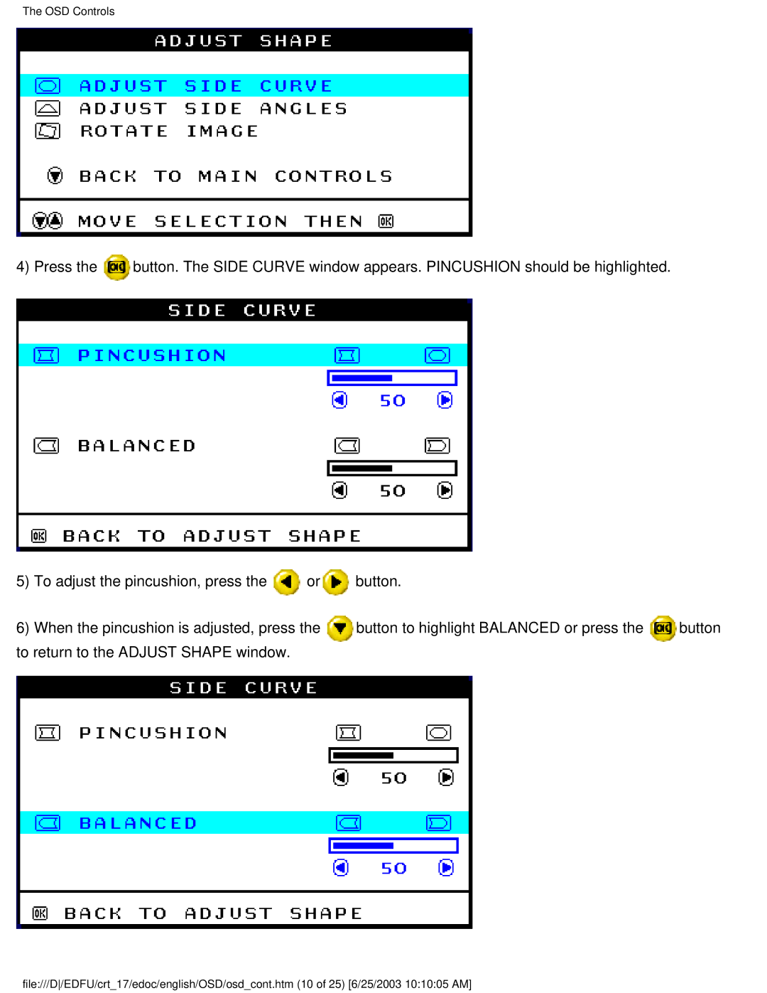 Philips 107P user manual OSD Controls 