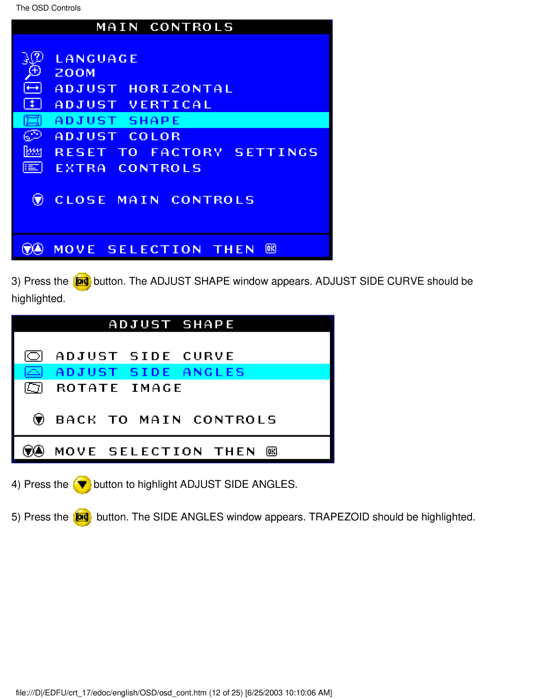 Philips 107P user manual OSD Controls 