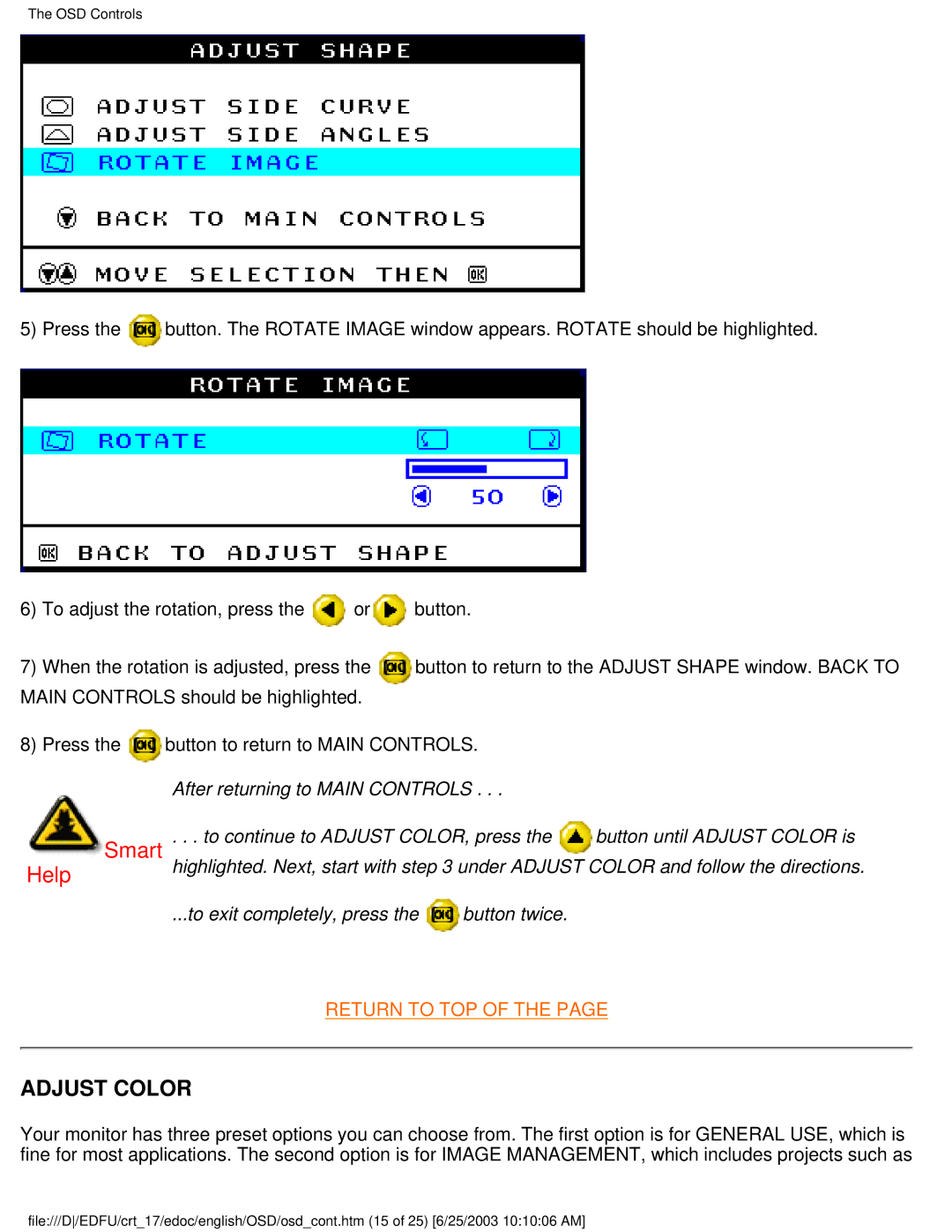 Philips 107P user manual Adjust Color 