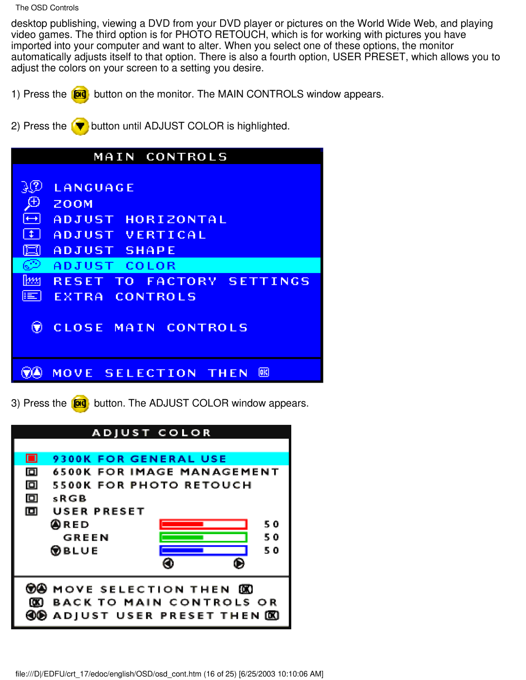 Philips 107P user manual OSD Controls 