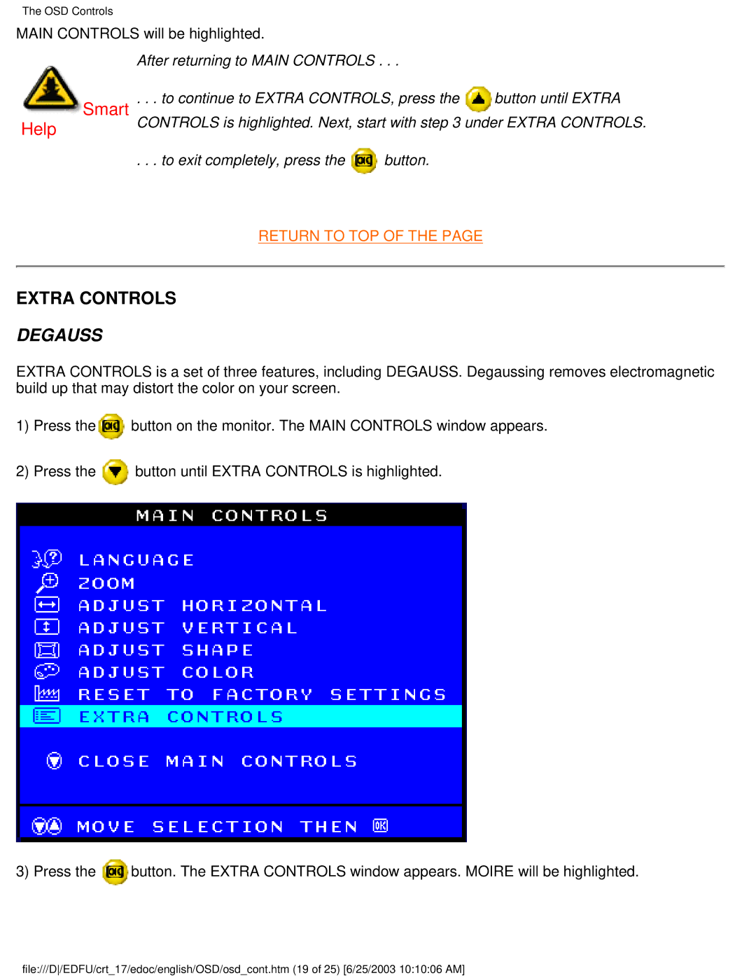 Philips 107P user manual Extra Controls, Degauss 