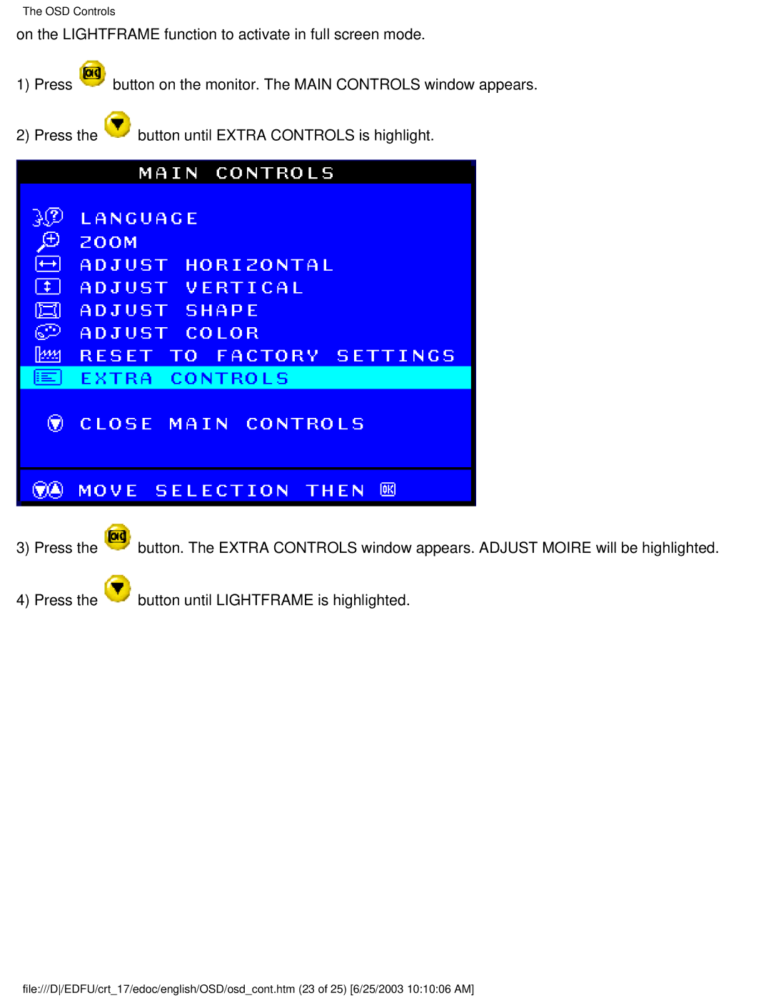 Philips 107P user manual OSD Controls 