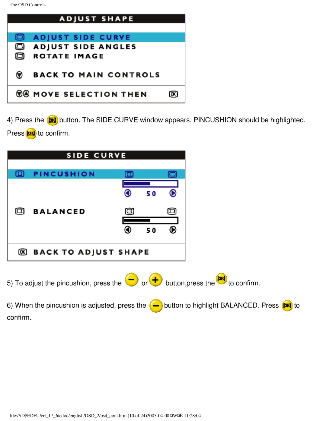 Philips 107Q user manual OSD Controls 