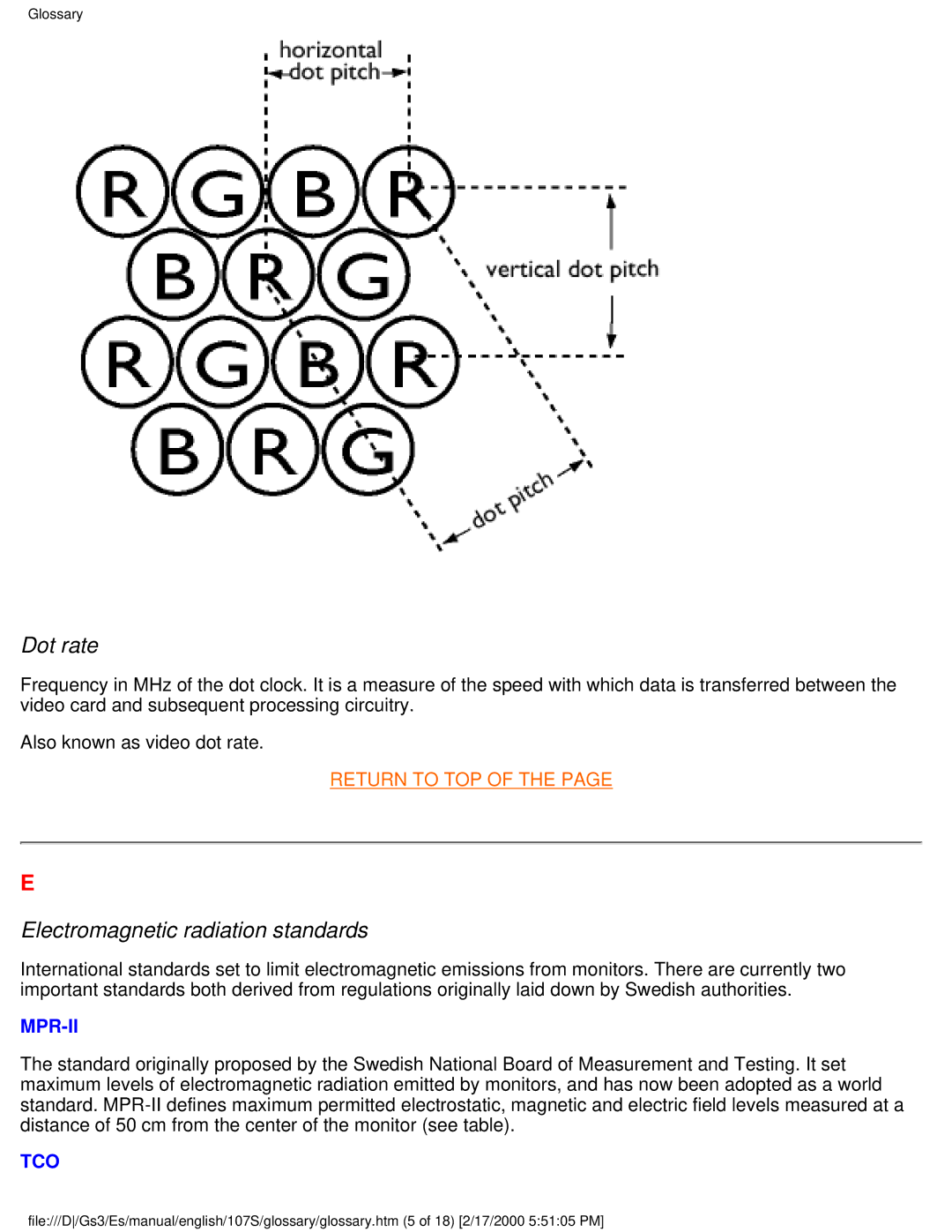 Philips 107S user manual Dot rate, Electromagnetic radiation standards 