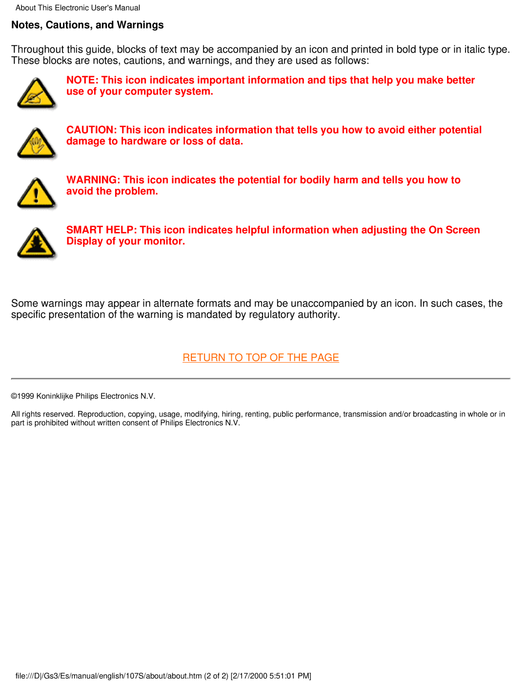 Philips 107S user manual Return to TOP 