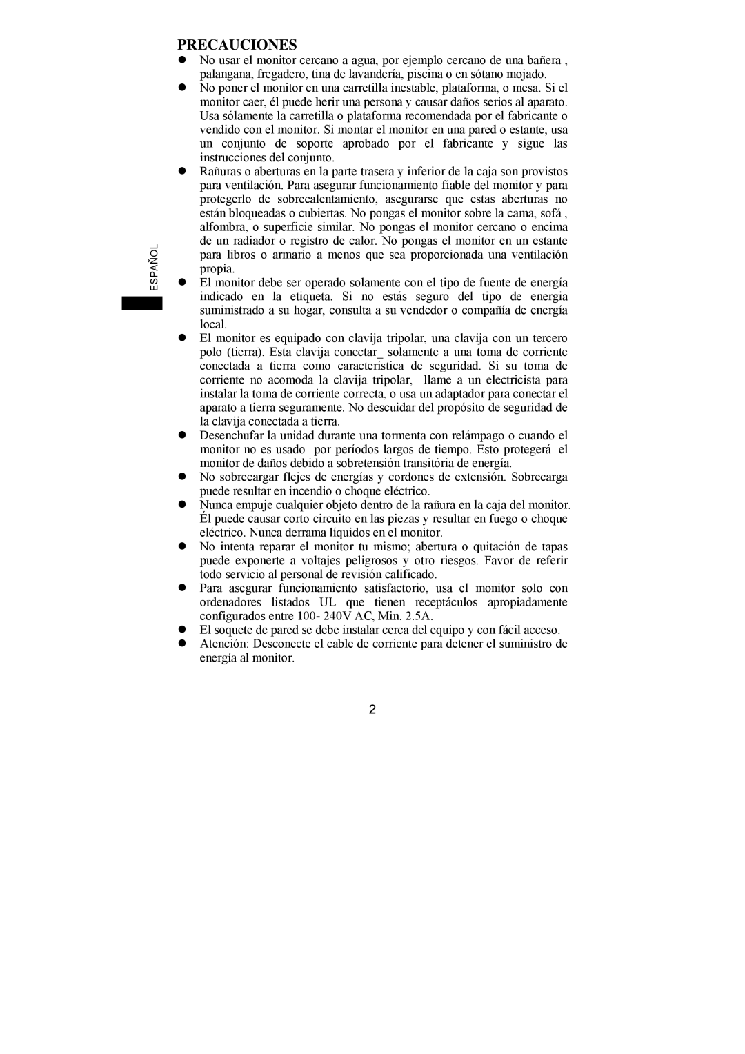 Philips 107S63, 107S61 user manual Precauciones 