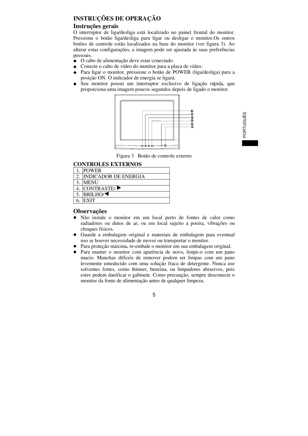 Philips 107S61, 107S63 user manual Instruções DE Operação, Instruções gerais, Observações 