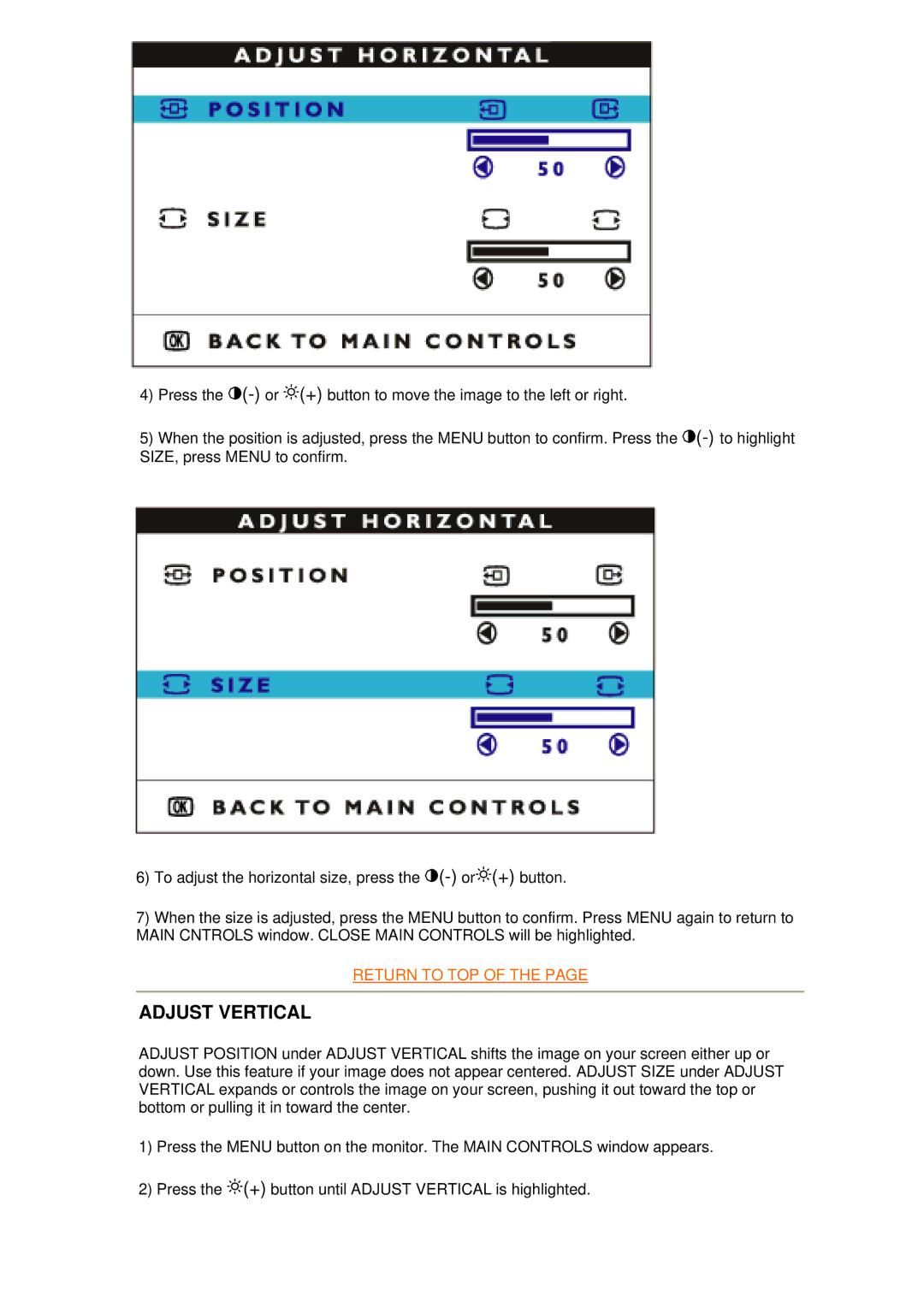 Philips 107S9 manual Adjust Vertical 