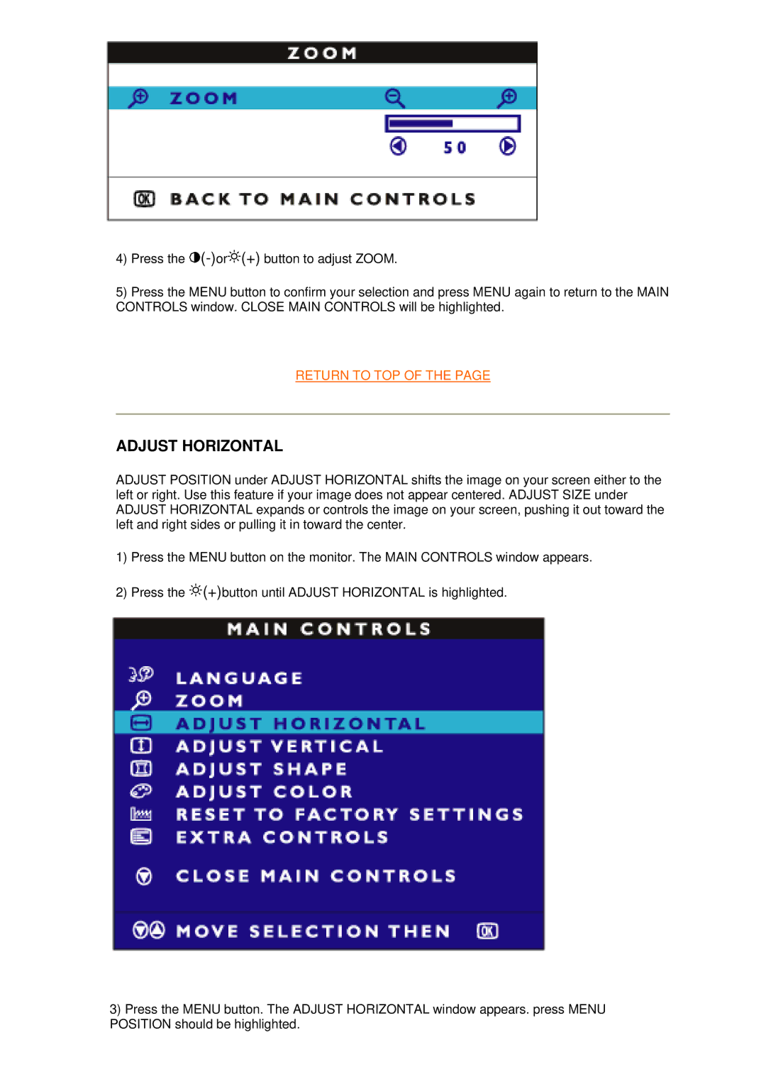 Philips 107S9 manual Adjust Horizontal 