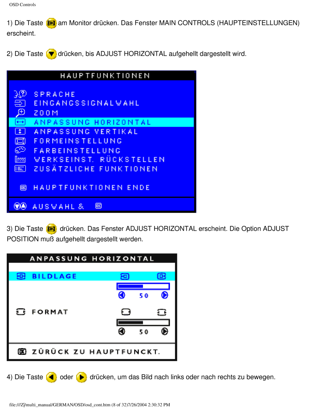 Philips 107T user manual OSD Controls 