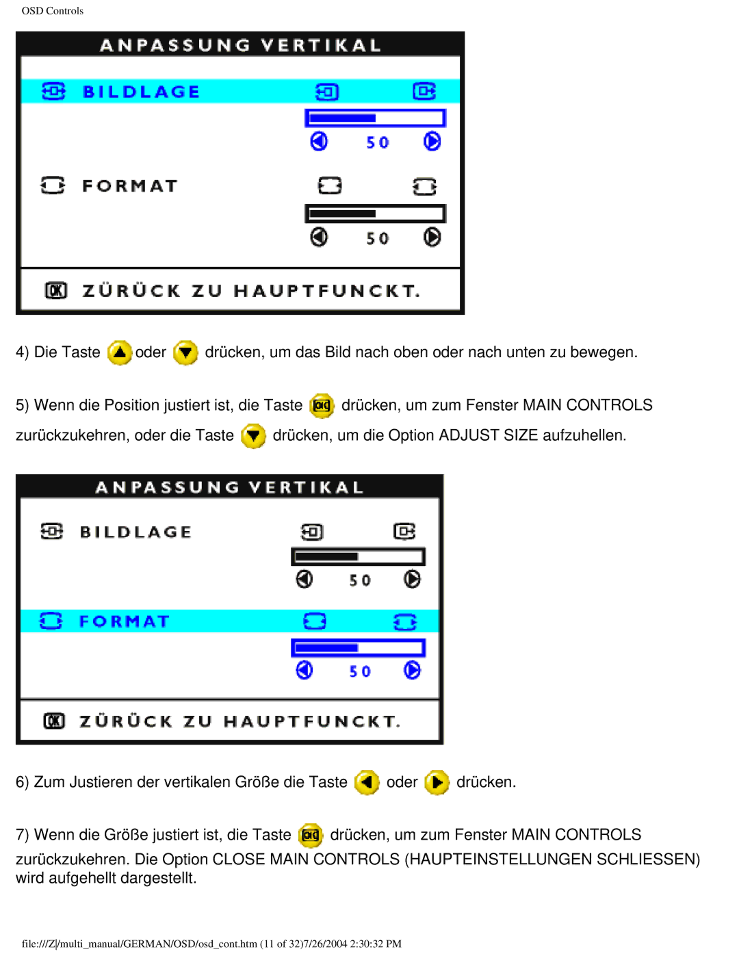 Philips 107T user manual OSD Controls 