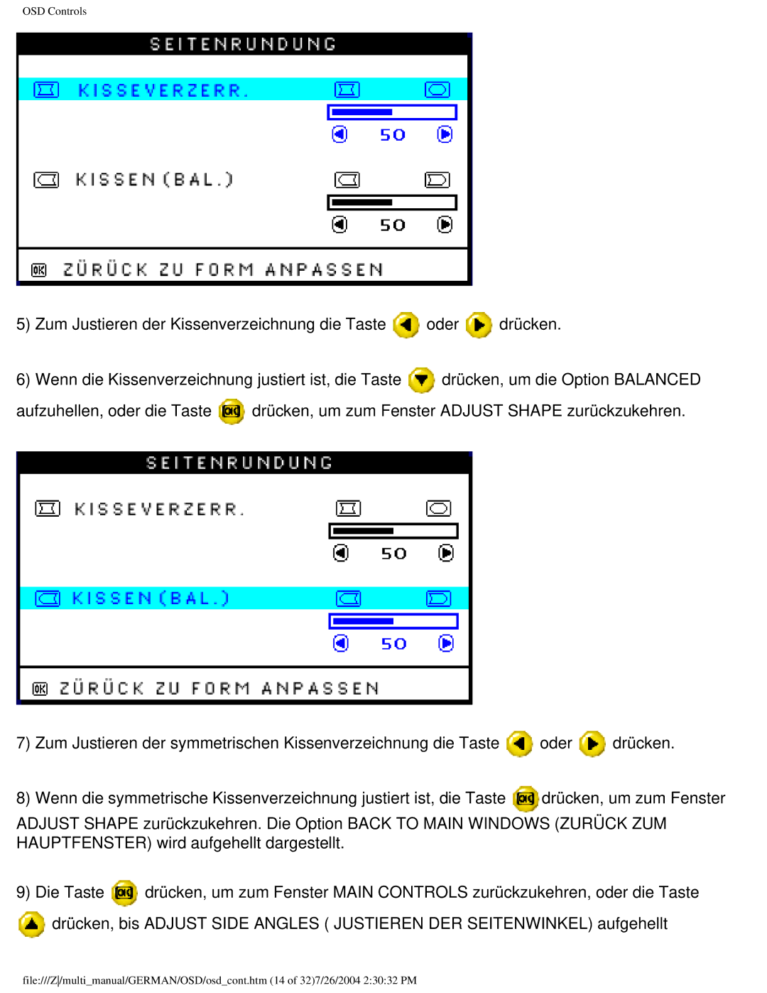 Philips 107T user manual OSD Controls 