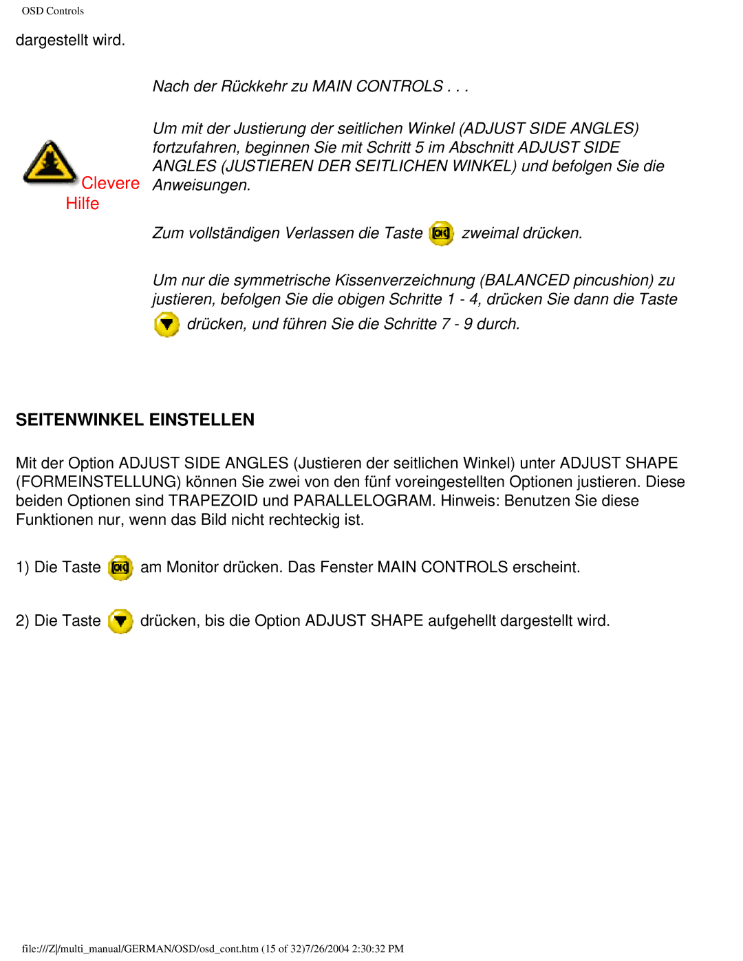 Philips 107T user manual Seitenwinkel Einstellen 