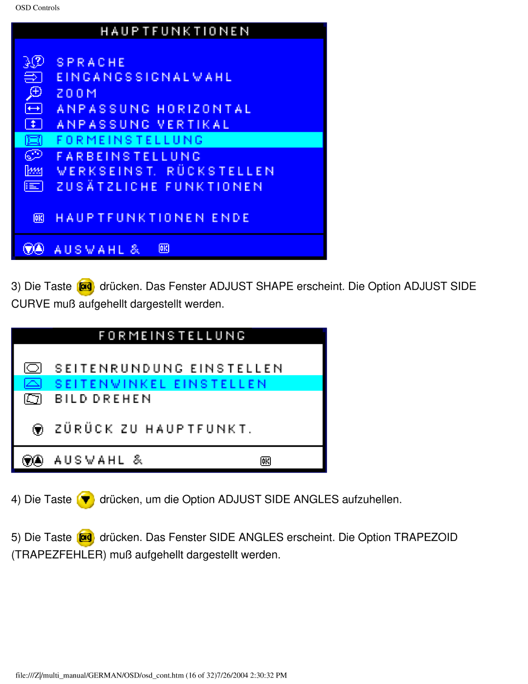 Philips 107T user manual OSD Controls 