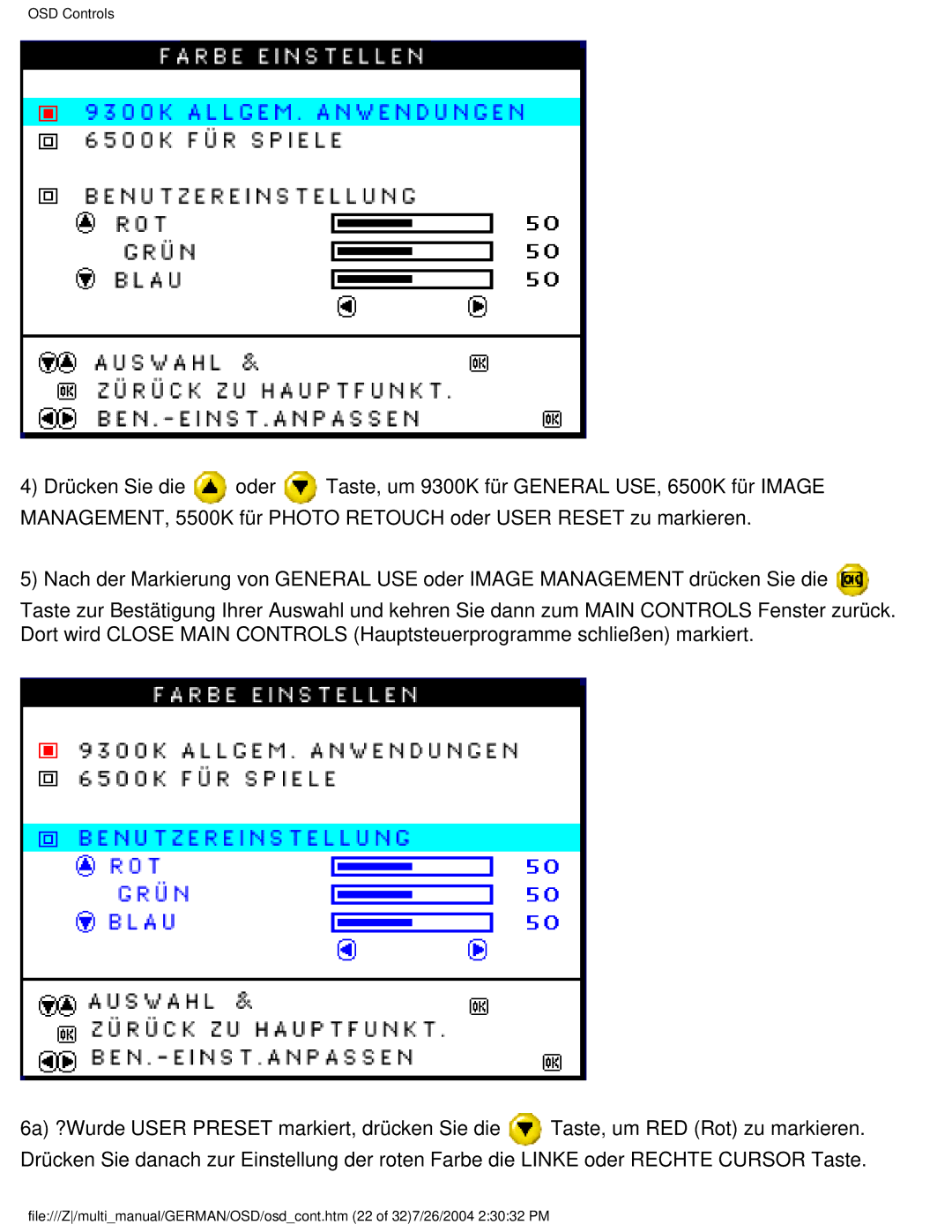 Philips 107T user manual OSD Controls 