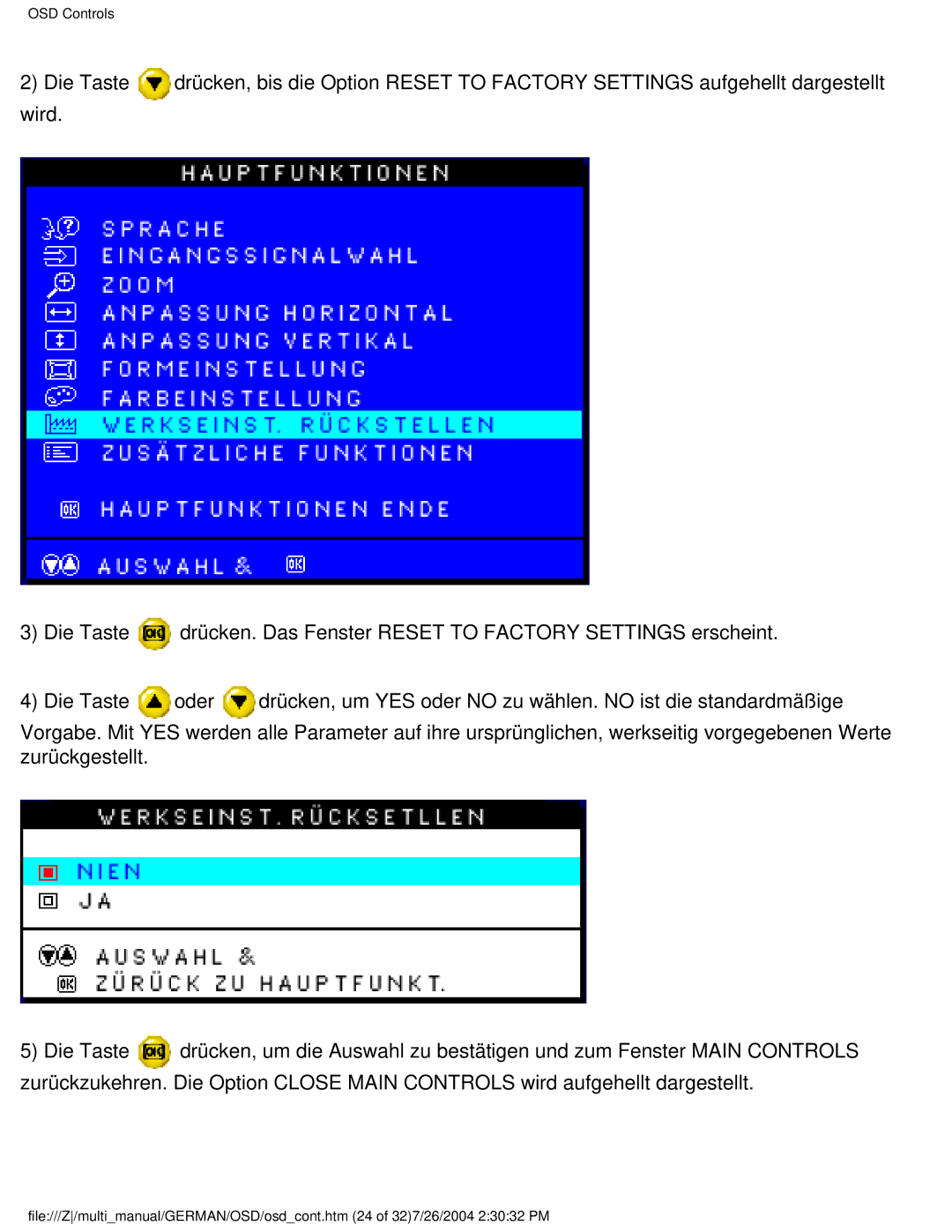 Philips 107T user manual OSD Controls 