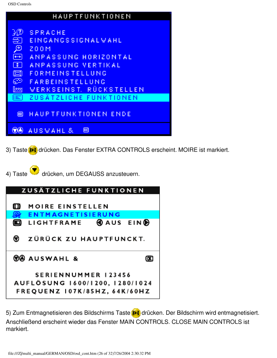 Philips 107T user manual OSD Controls 