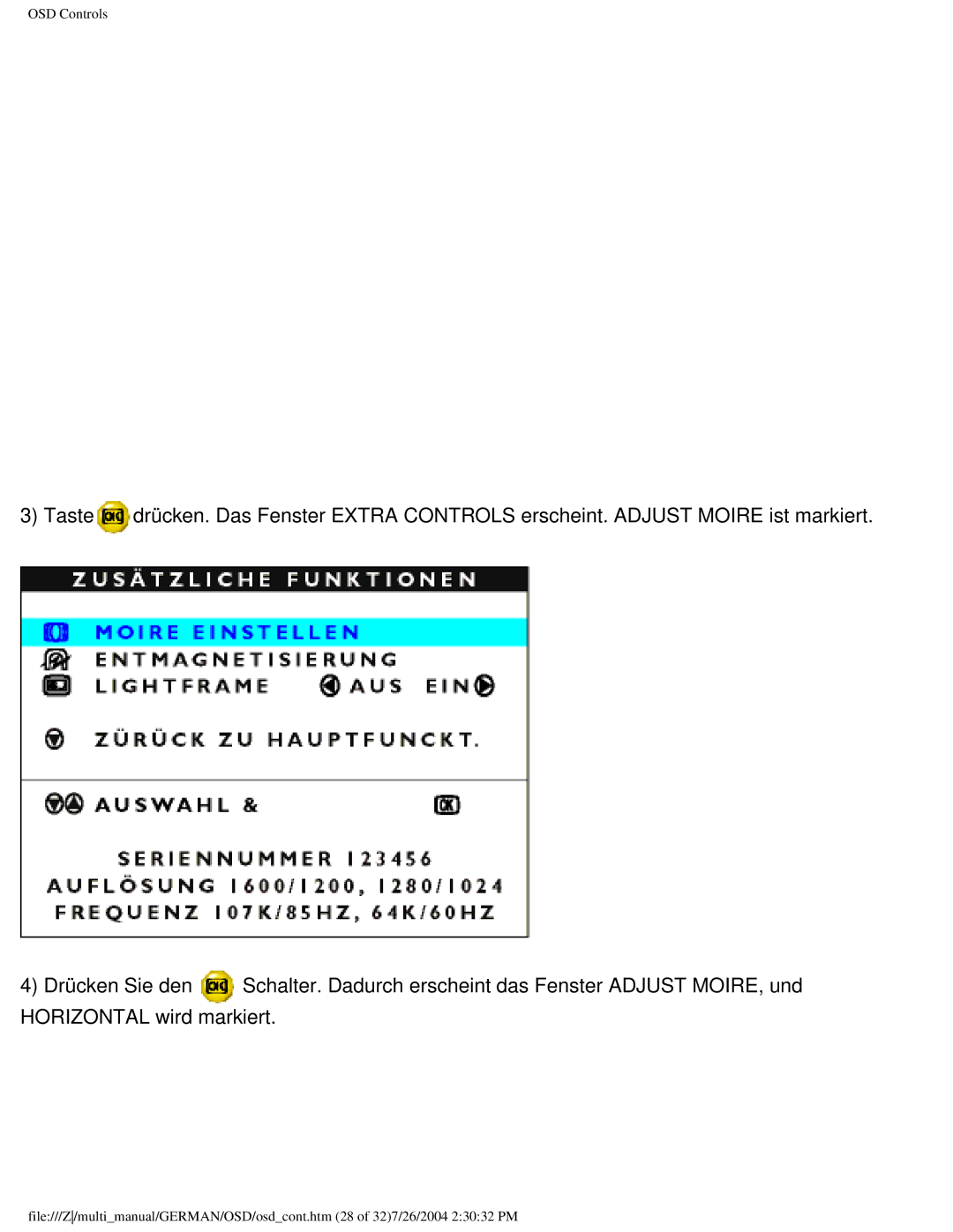 Philips 107T user manual OSD Controls 