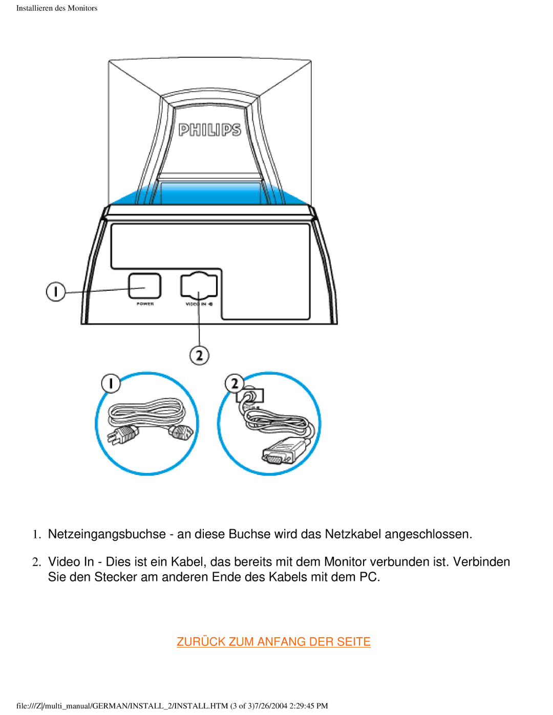 Philips 107T user manual Zurück ZUM Anfang DER Seite 