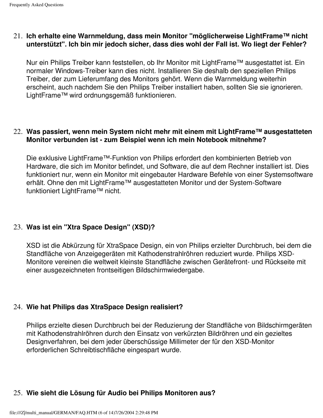 Philips 107T user manual Was ist ein Xtra Space Design XSD?, Wie hat Philips das XtraSpace Design realisiert? 