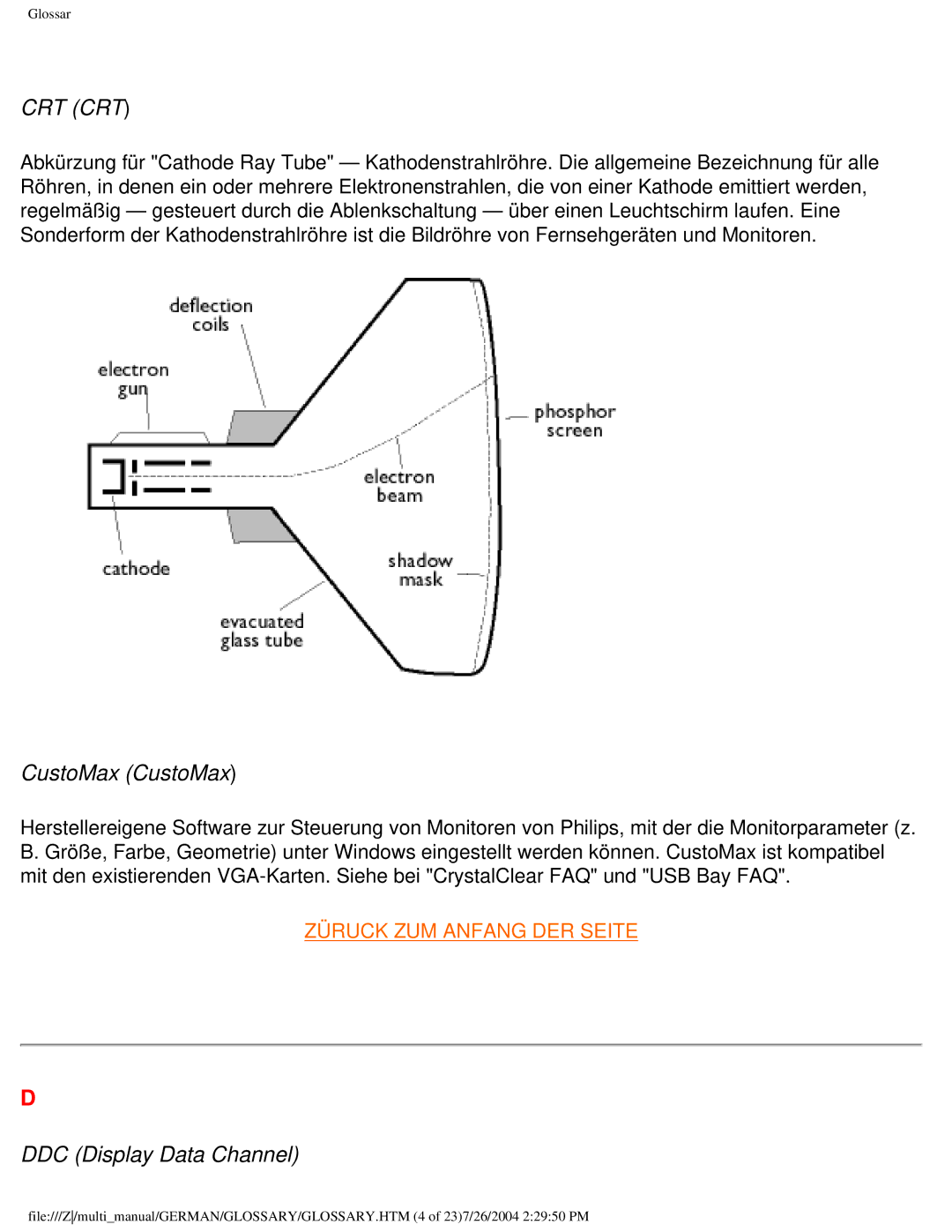 Philips 107T user manual CustoMax CustoMax, DDC Display Data Channel 