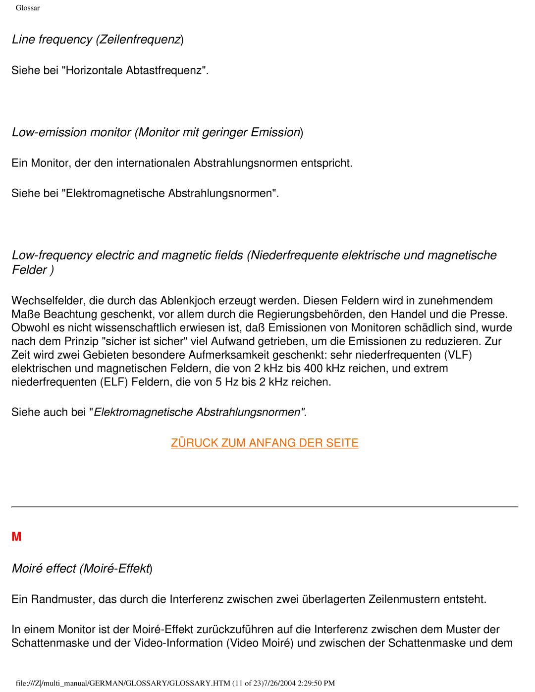 Philips 107T Line frequency Zeilenfrequenz, Low-emission monitor Monitor mit geringer Emission, Moiré effect Moiré-Effekt 