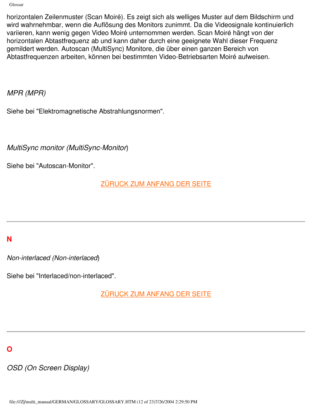 Philips 107T user manual MultiSync monitor MultiSync-Monitor, OSD On Screen Display 