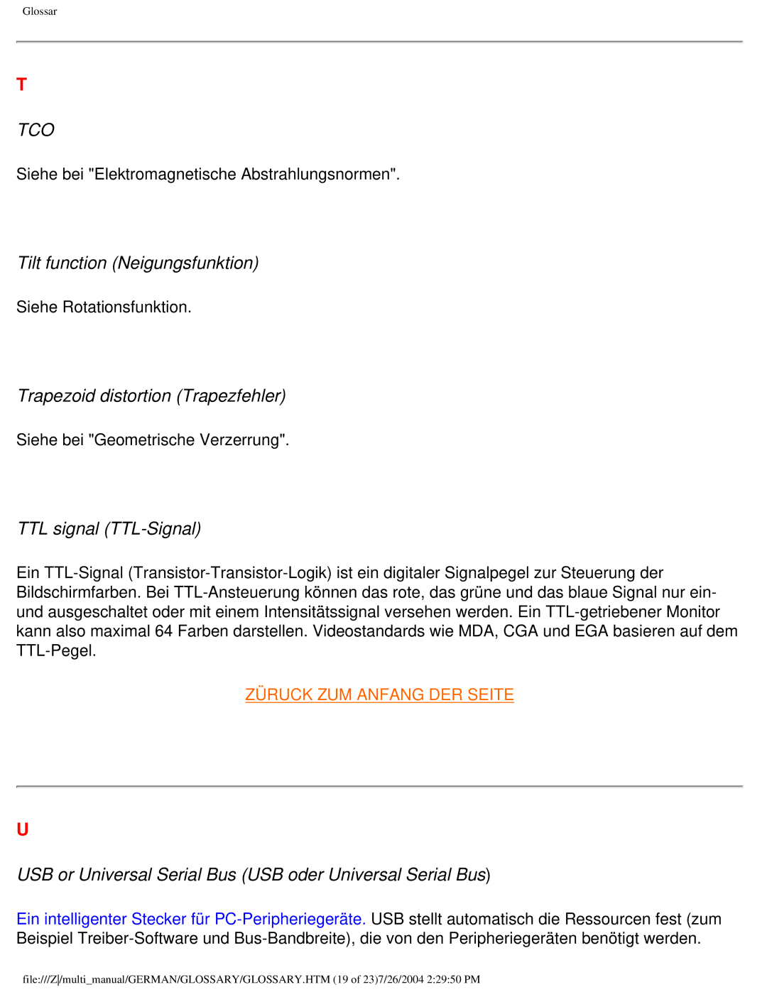 Philips 107T user manual Tilt function Neigungsfunktion, Trapezoid distortion Trapezfehler, TTL signal TTL-Signal 