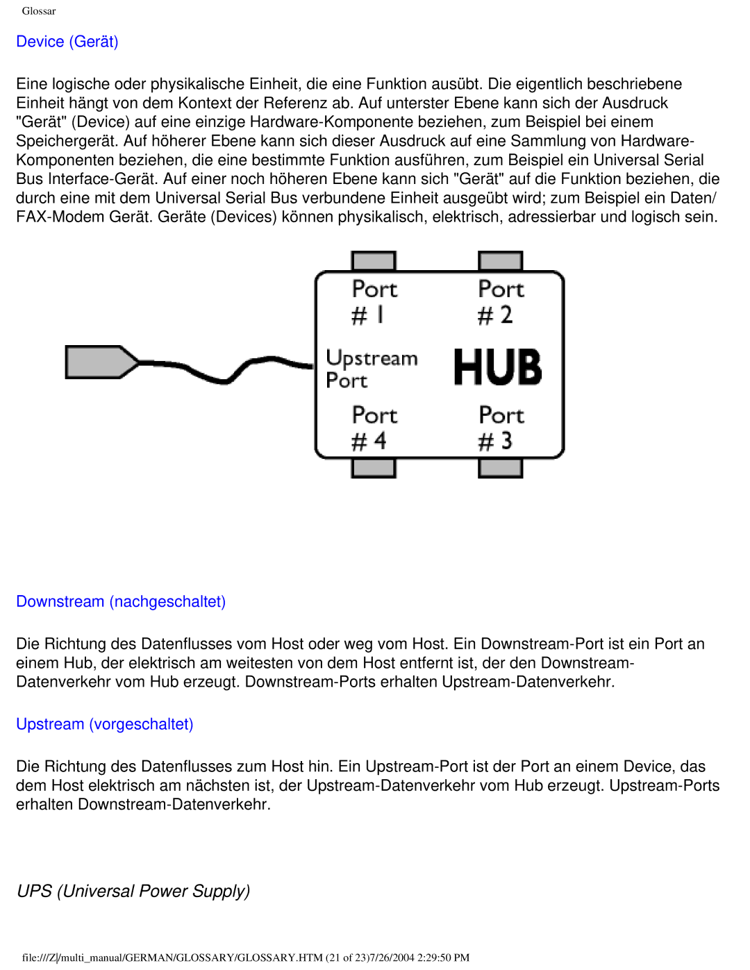 Philips 107T user manual UPS Universal Power Supply, Device Gerät 